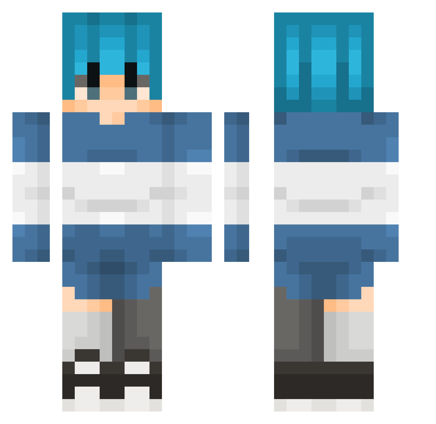 Ragewaffel Minecraft skin, front and back view