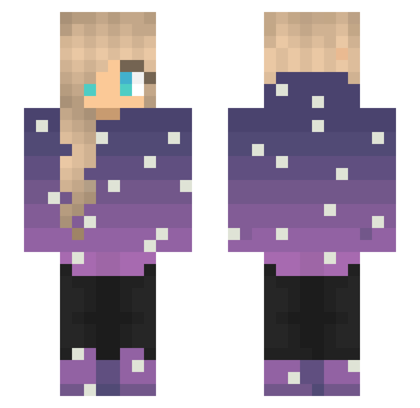 TahManiak Minecraft skin, front and back view
