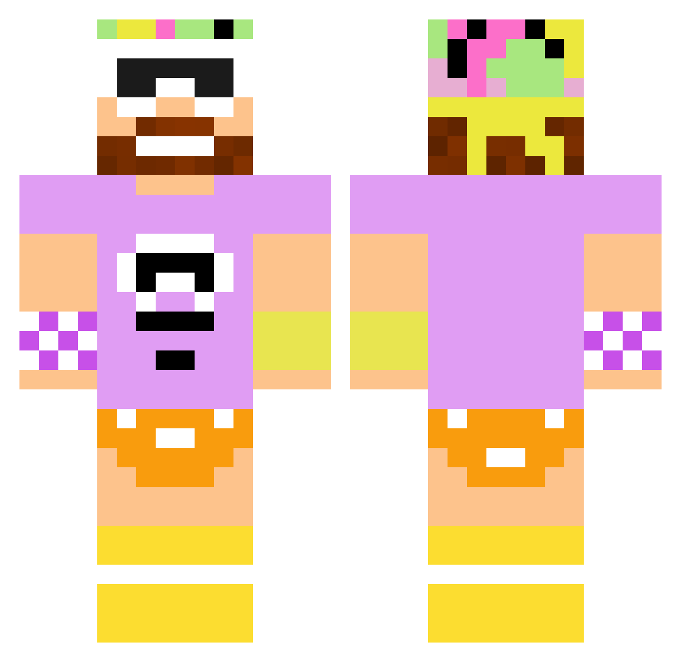 DOGE Minecraft skin, front and back view