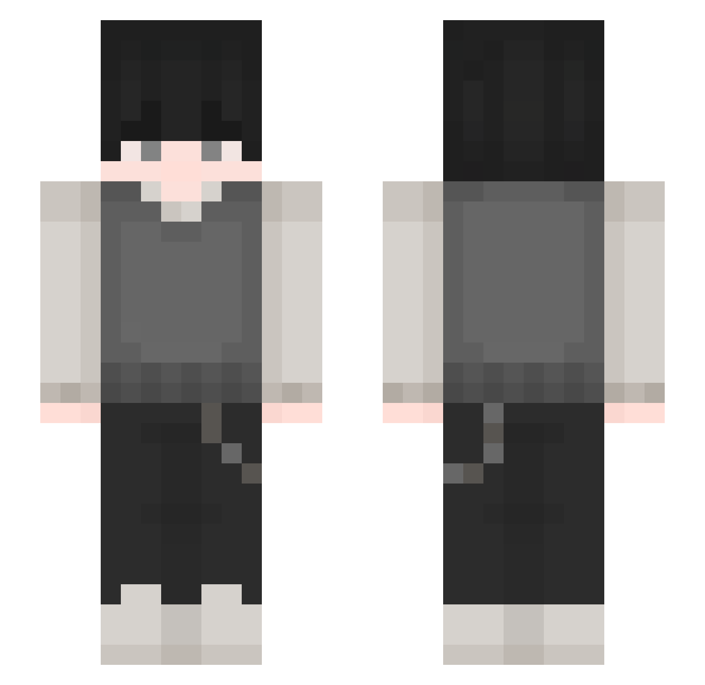 SnowyHarkov Minecraft skin, front and back view