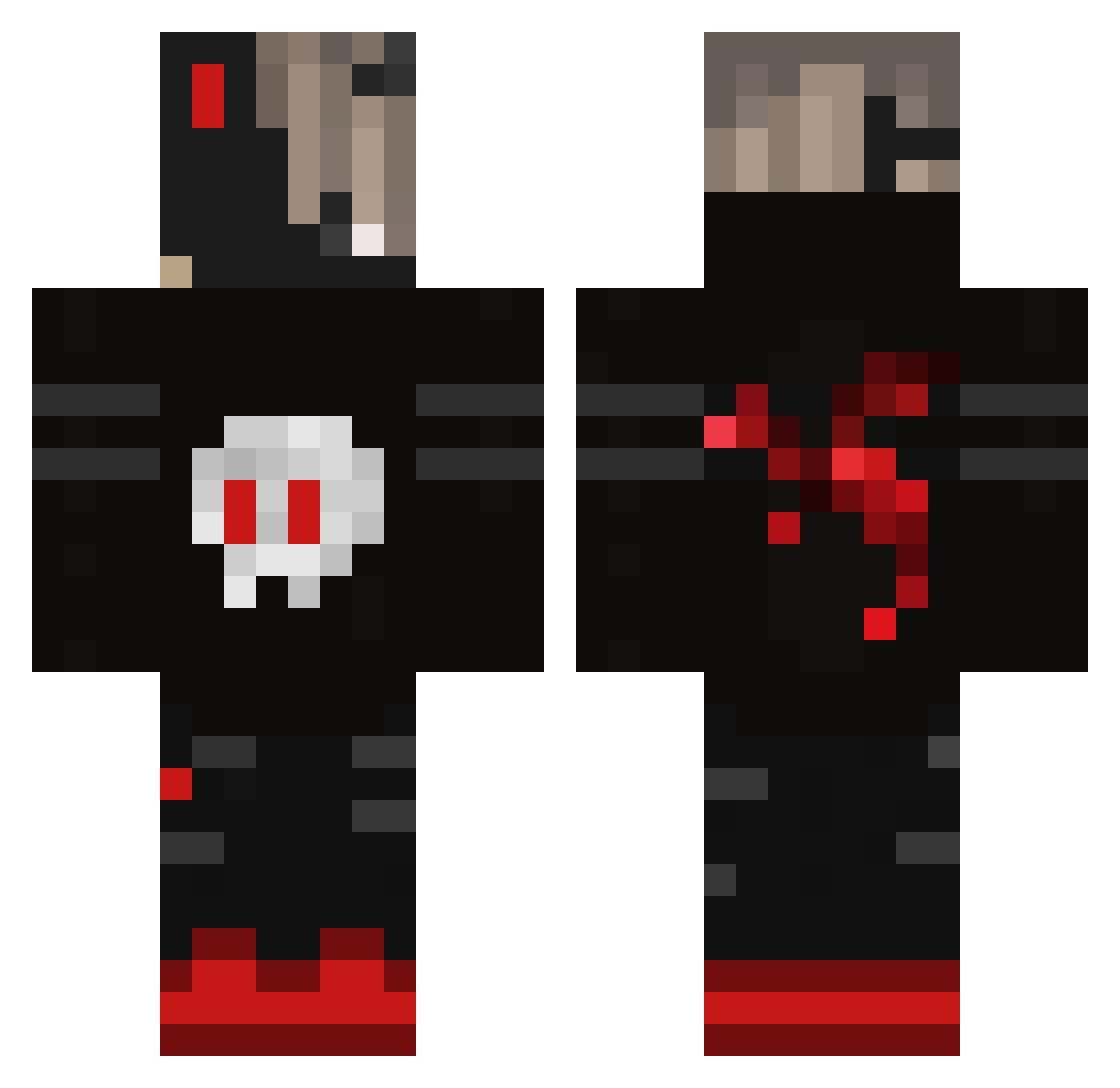 TheDangerousMan Minecraft skin, front and back view