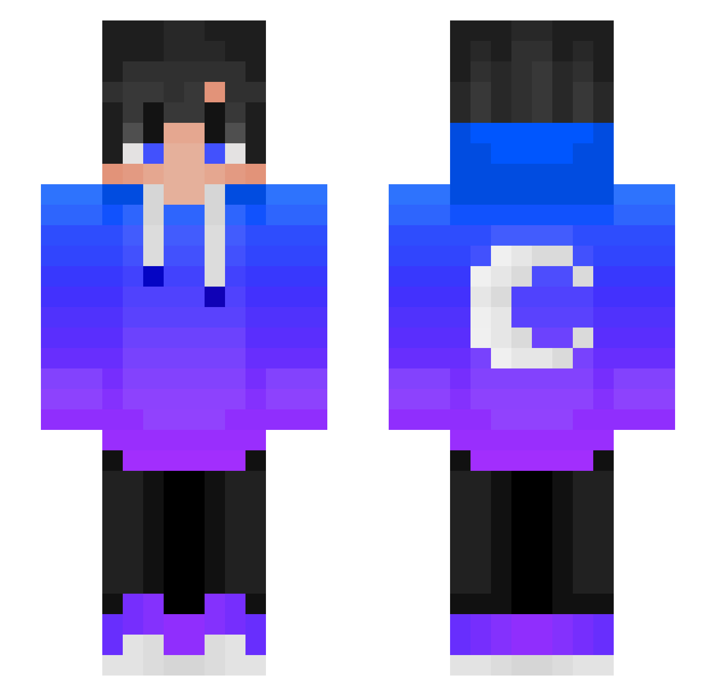 Rener Minecraft skin, front and back view