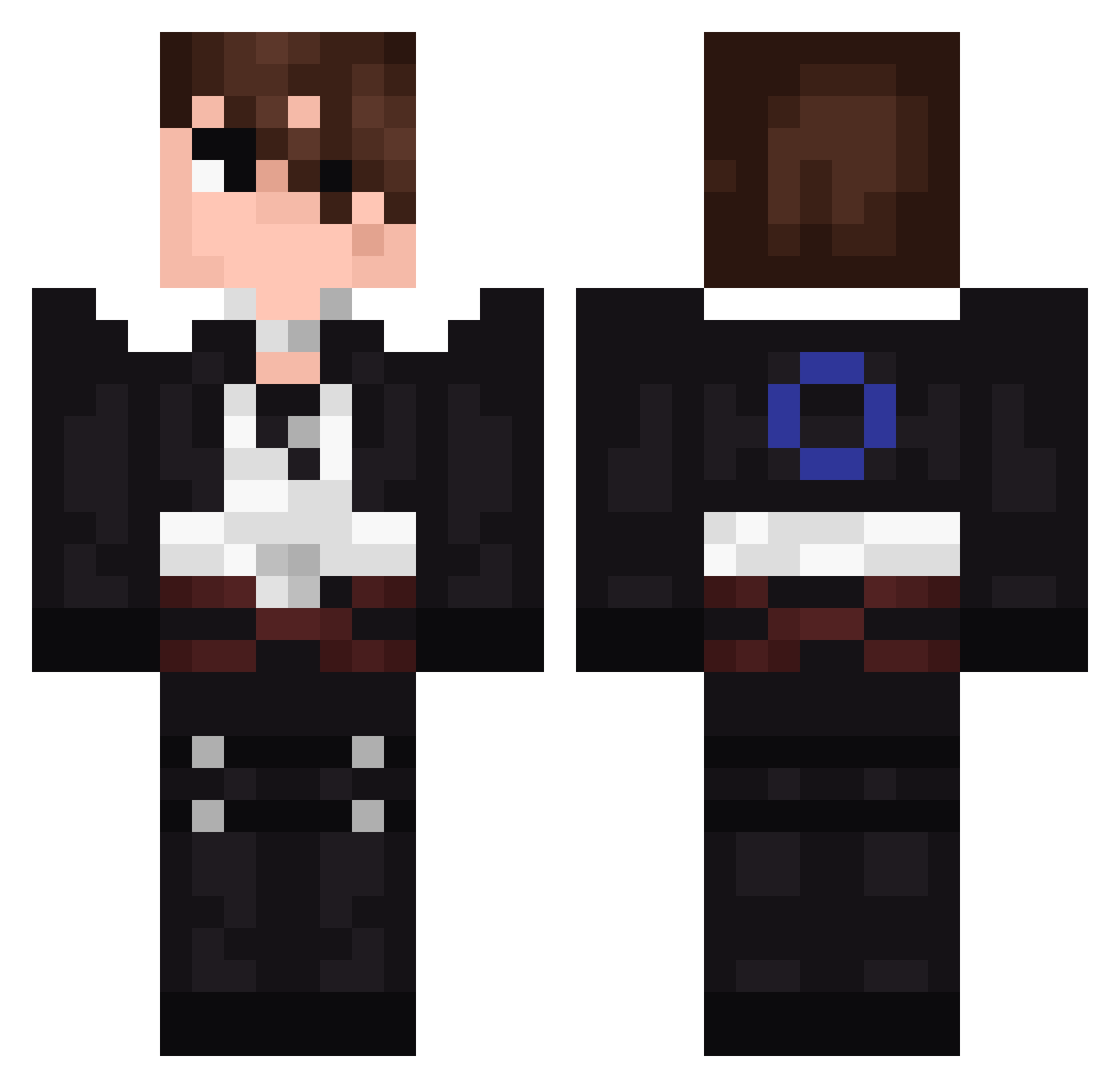 Dark Minecraft skin, front and back view