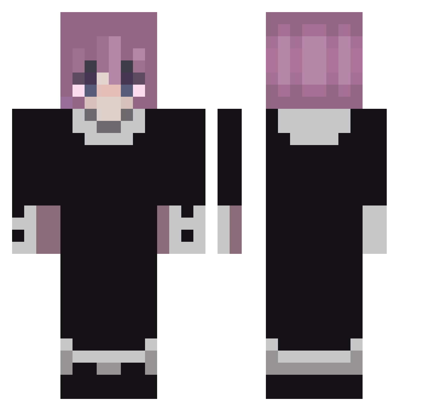 Crona0 Minecraft skin, front and back view