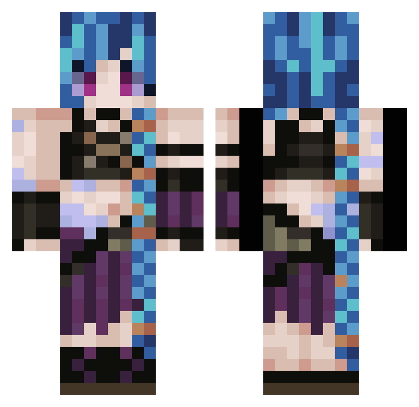 HimajinX Minecraft skin, front and back view