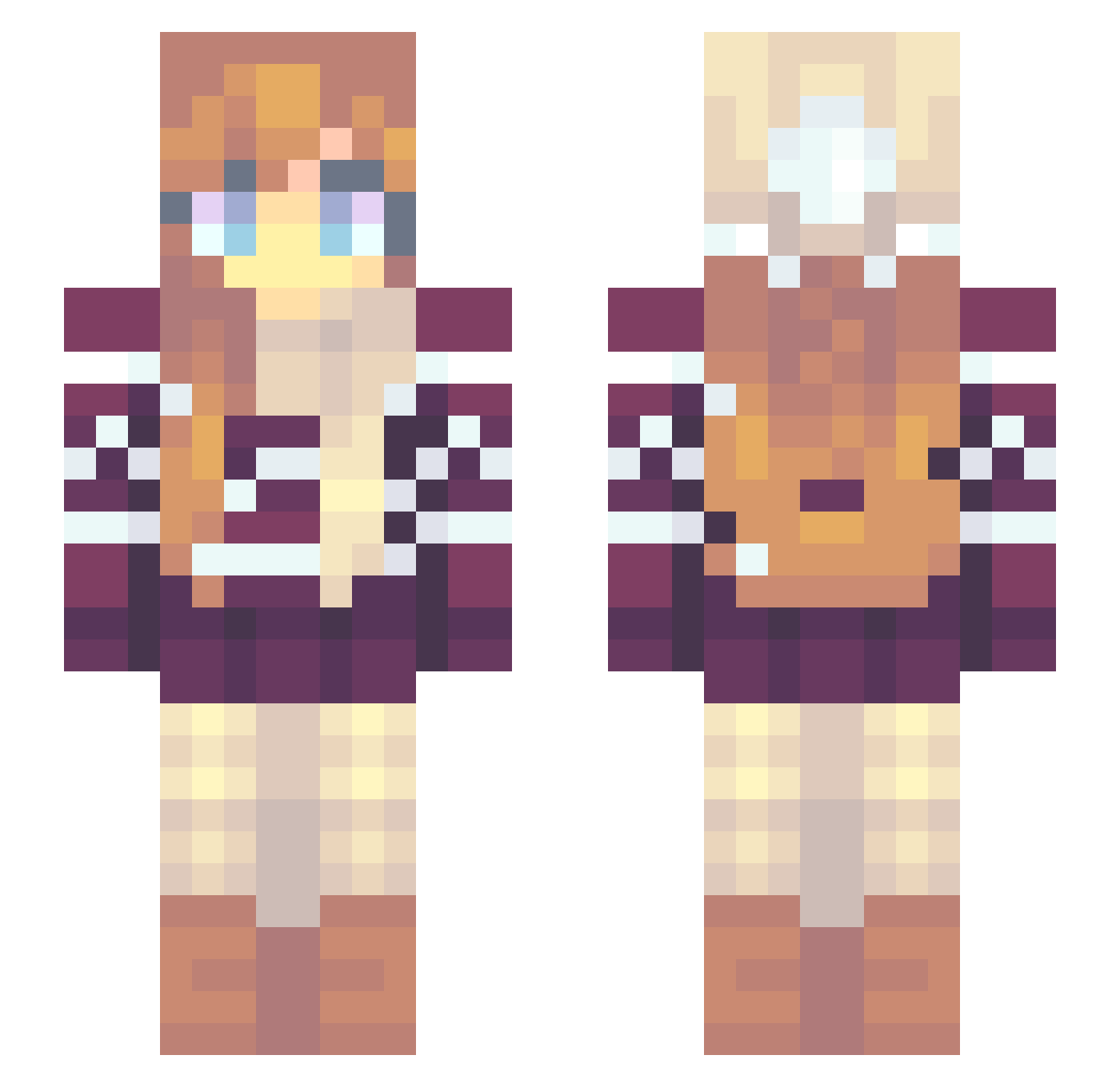 J0S13 Minecraft skin, front and back view