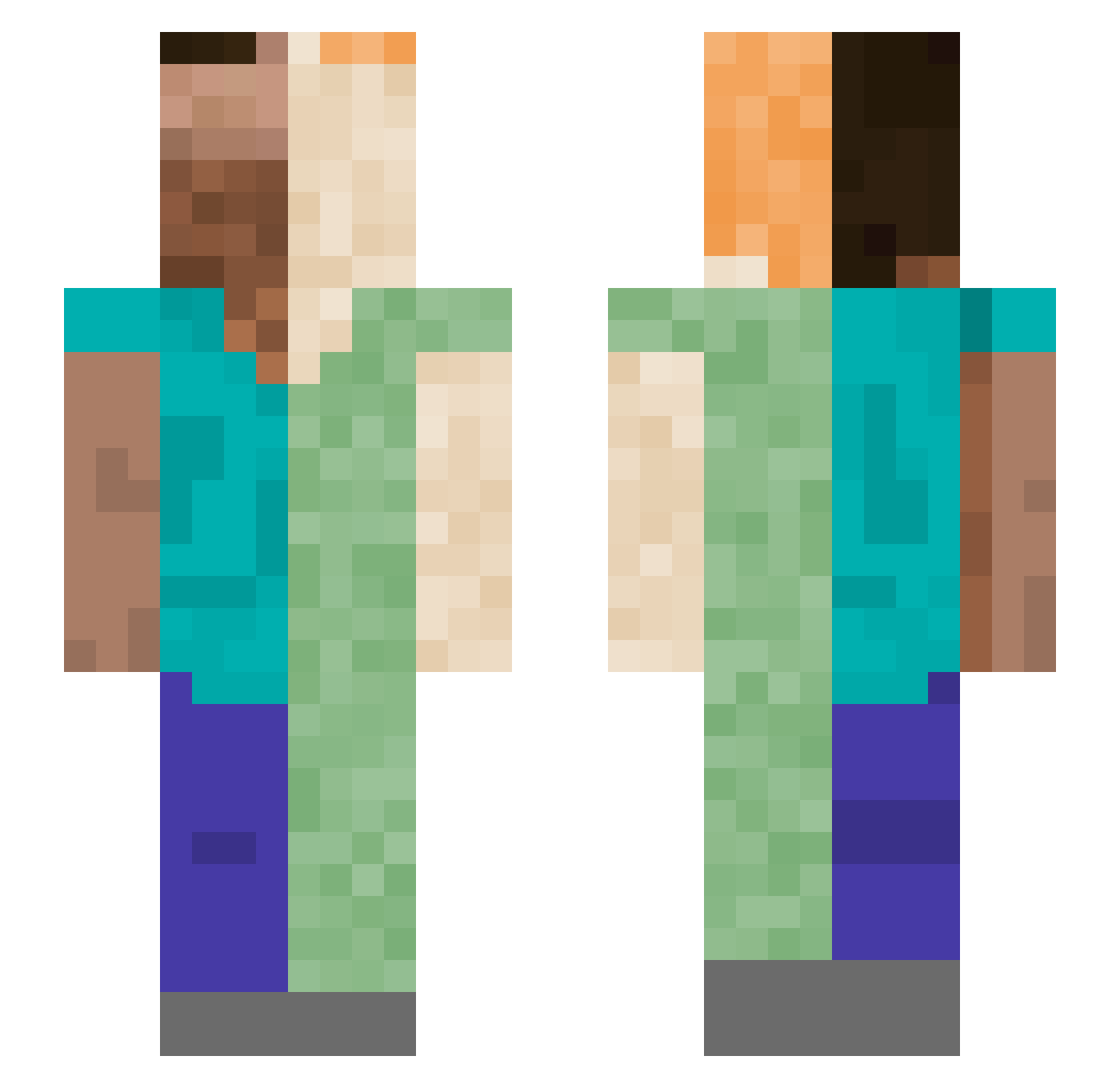 H0MEZONE Minecraft skin, front and back view