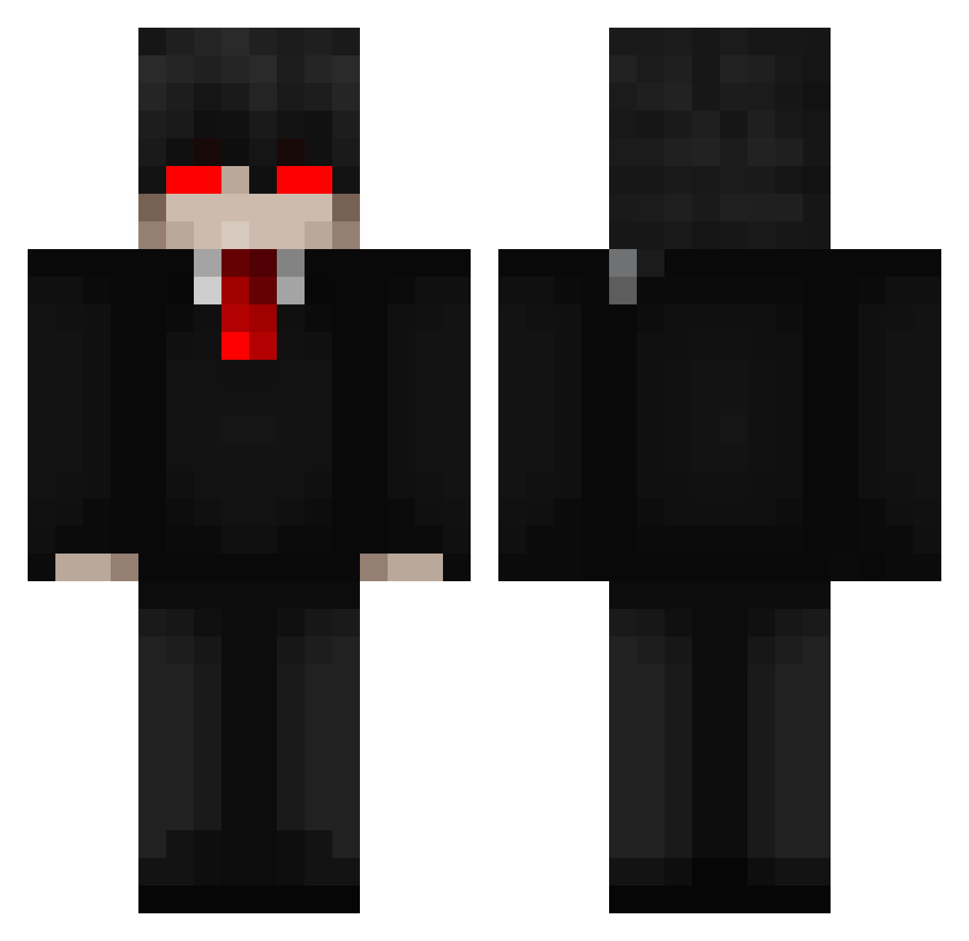 Unmitigable Minecraft skin, front and back view