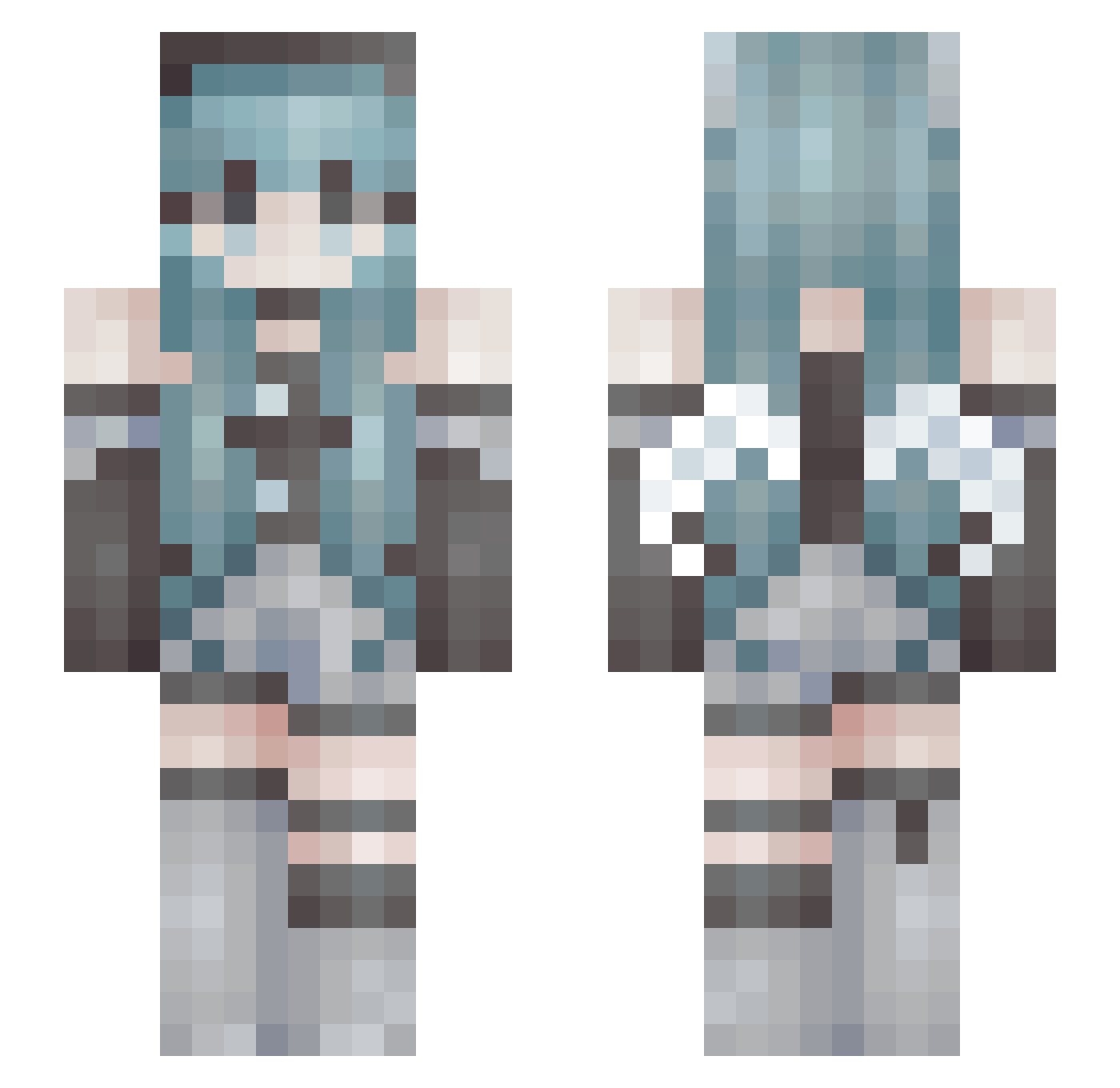 Yuno_Moonlit Minecraft skin, front and back view