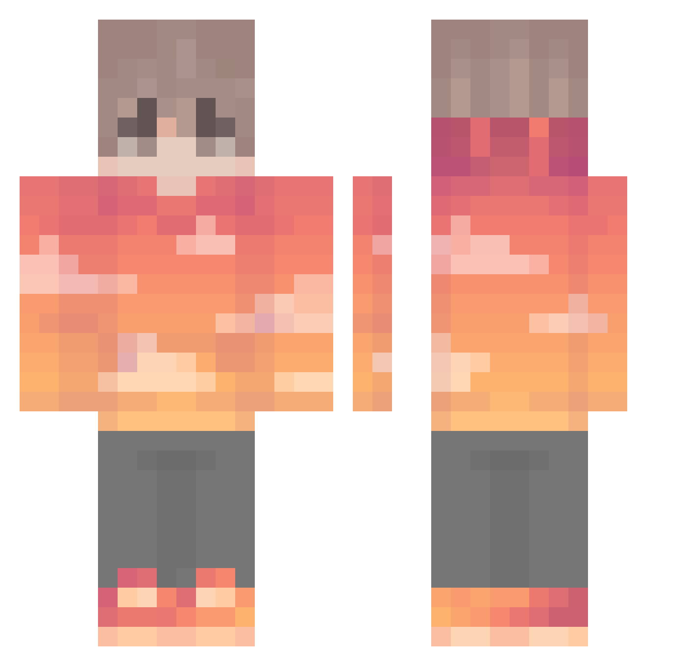Jirozua Minecraft skin, front and back view