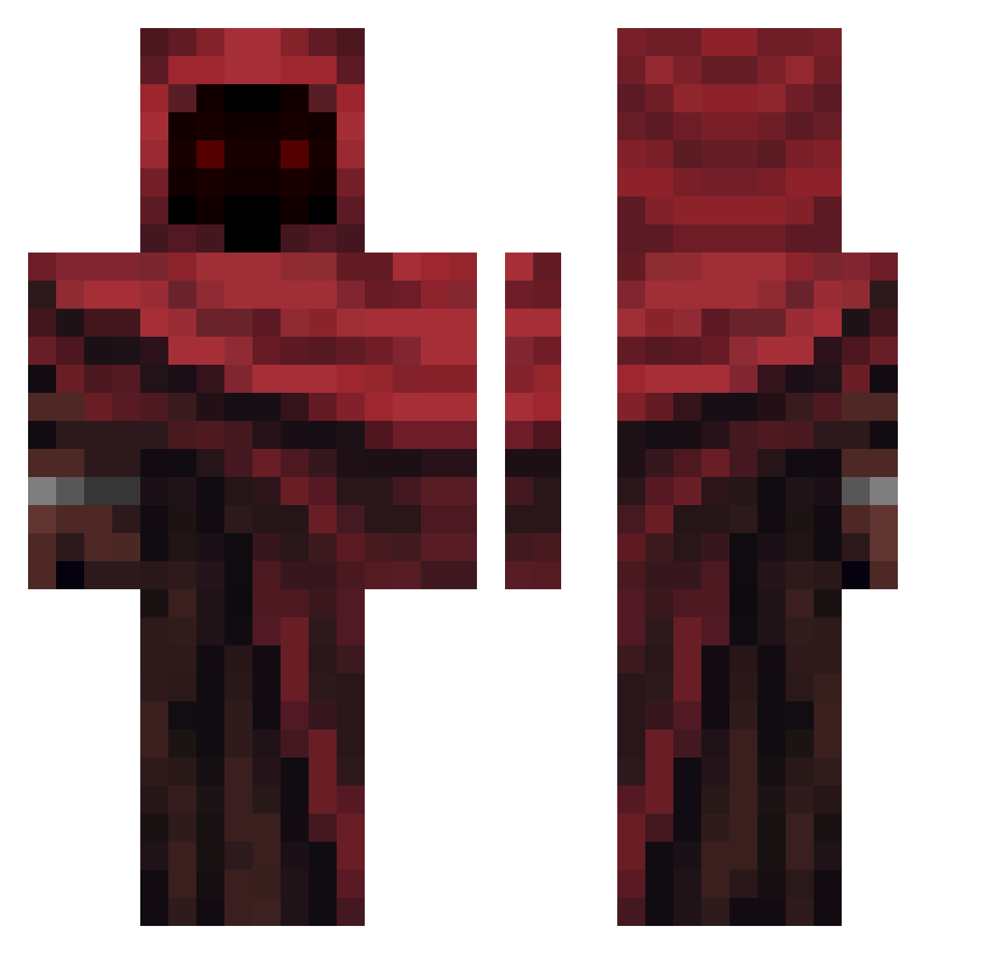 77oi Minecraft skin, front and back view