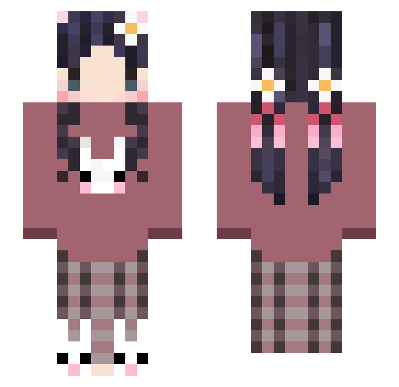 XinPin Minecraft skin, front and back view