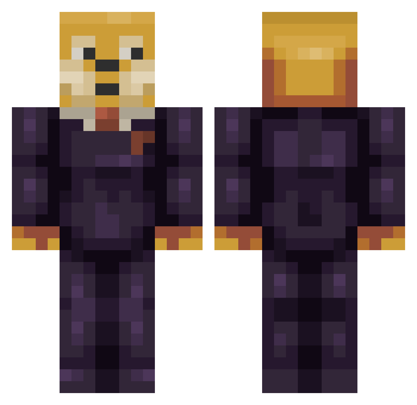 Zoasty01 Minecraft skin, front and back view