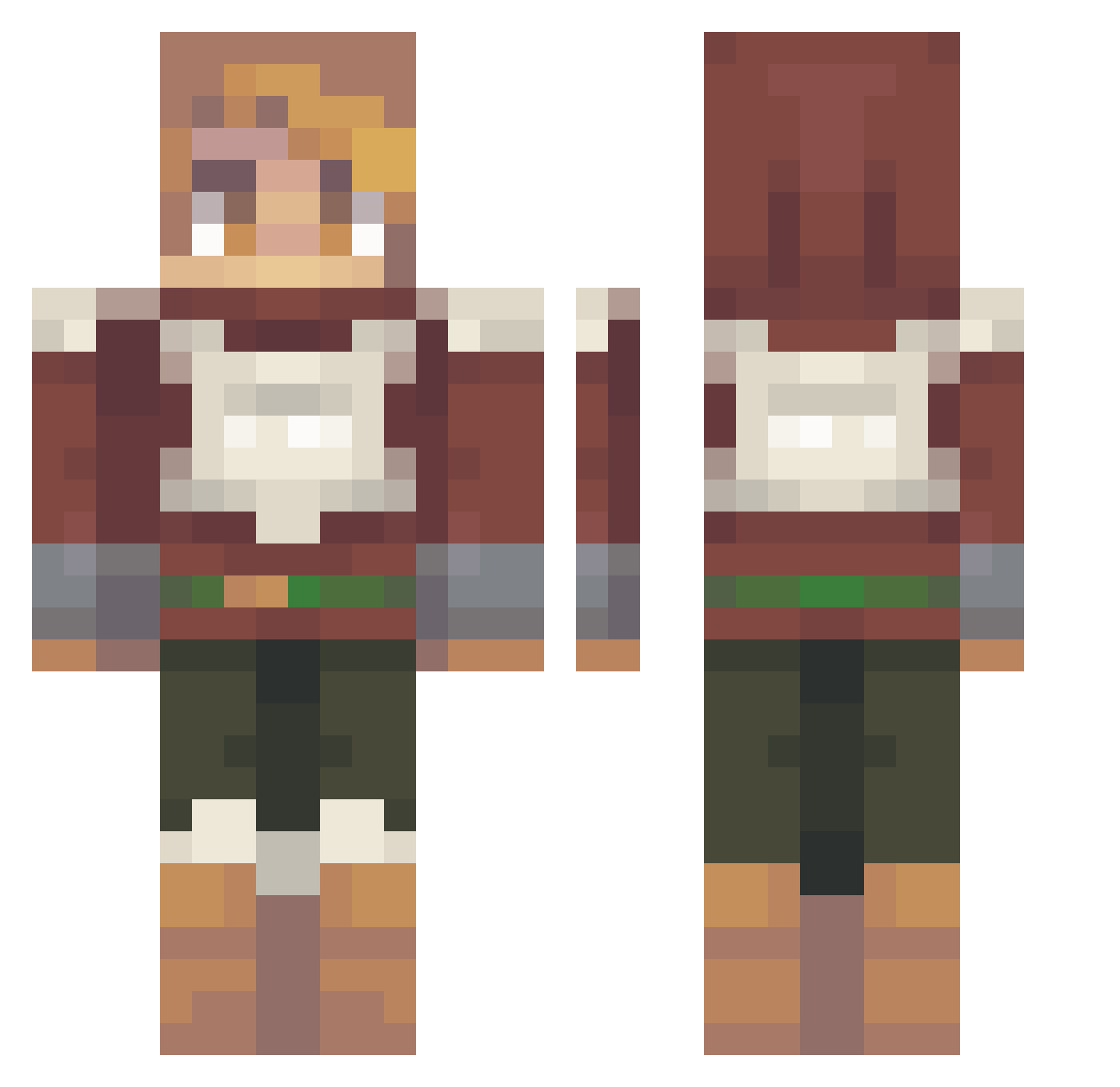Raddithax Minecraft skin, front and back view