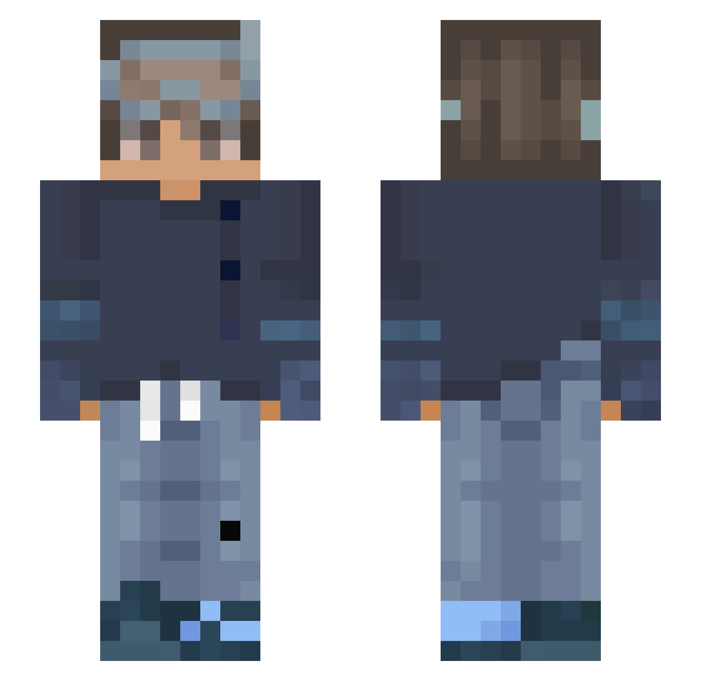 Szjs Minecraft skin, front and back view