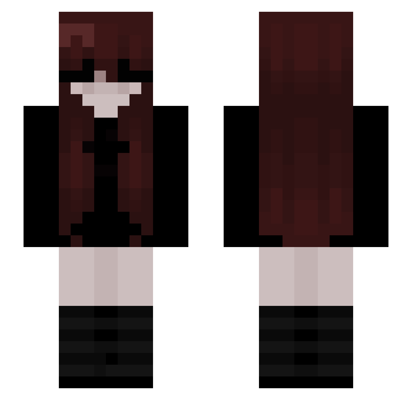 KawaiRikka Minecraft skin, front and back view