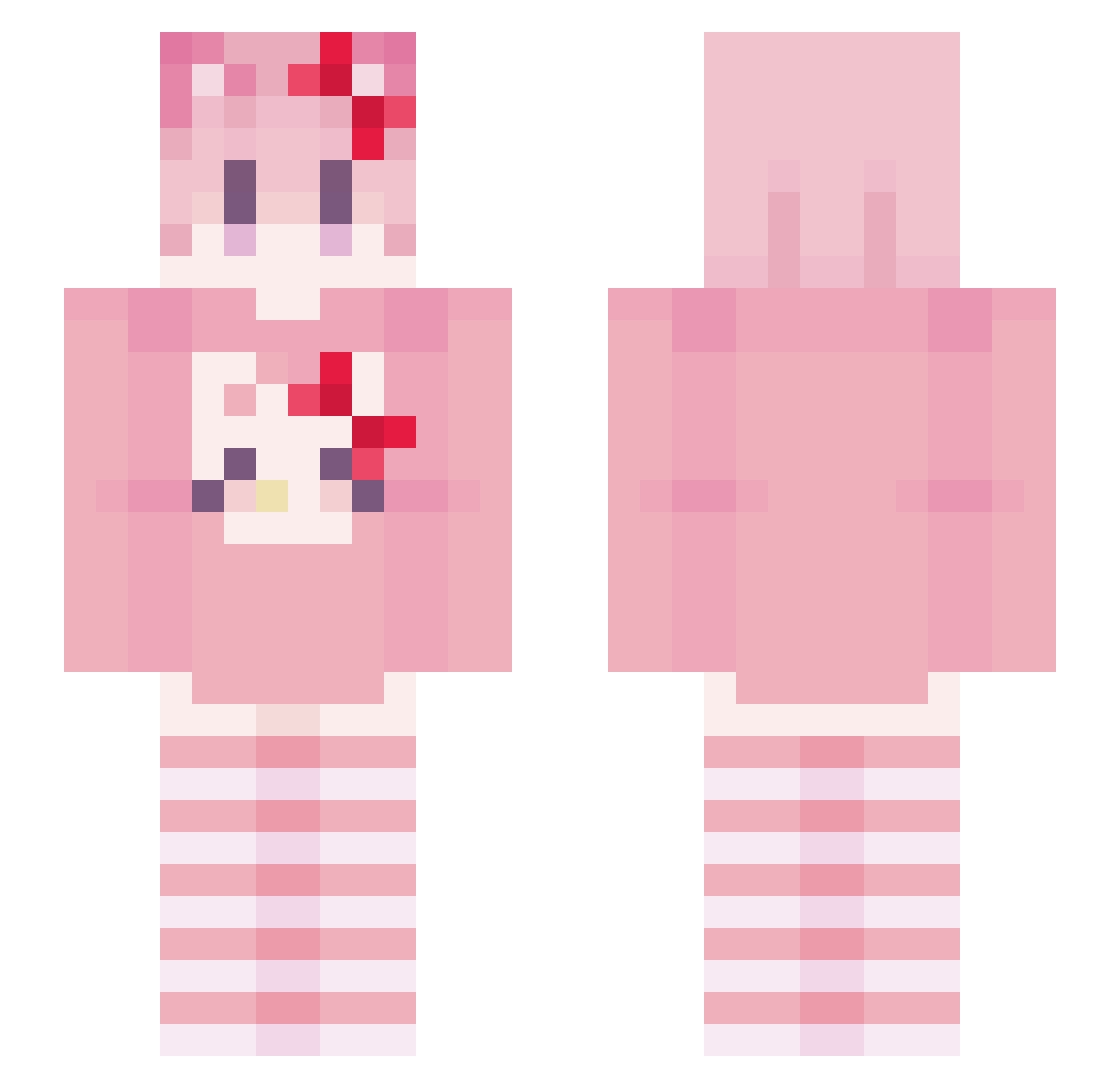 vcvt Minecraft skin, front and back view