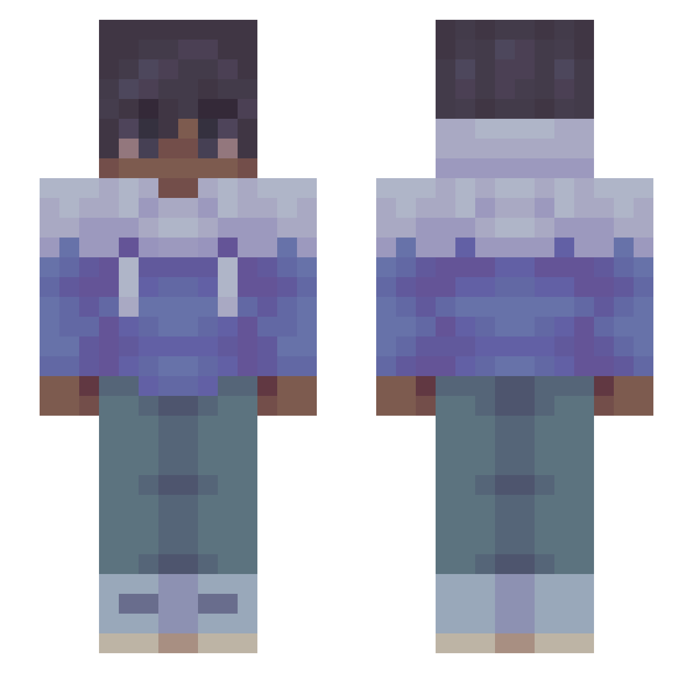 unforgottened Minecraft skin, front and back view