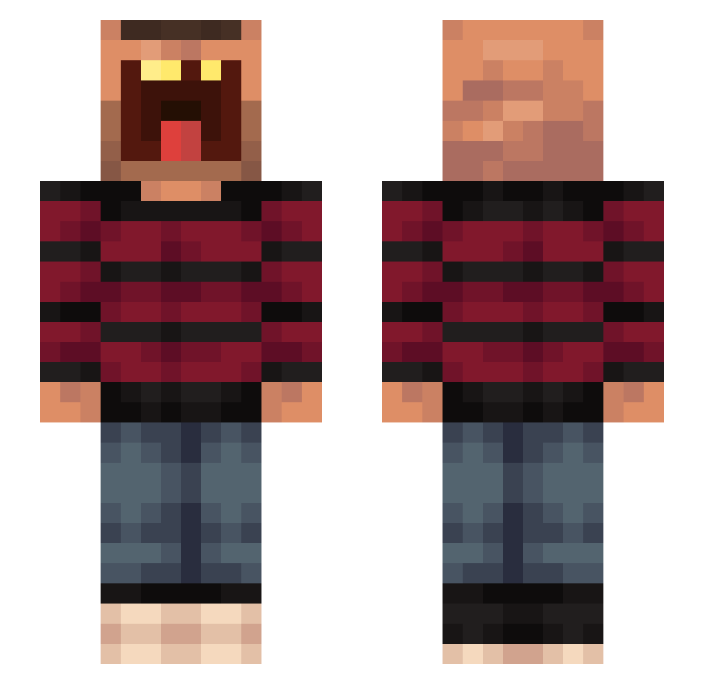 zzaek Minecraft skin, front and back view