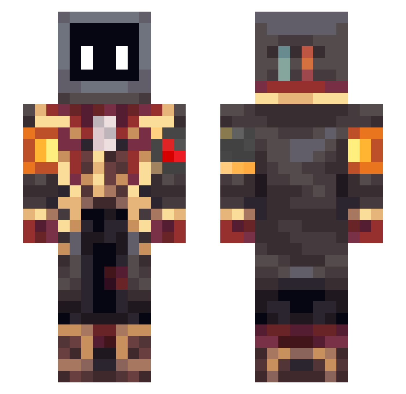 TacticalTheology Minecraft skin, front and back view