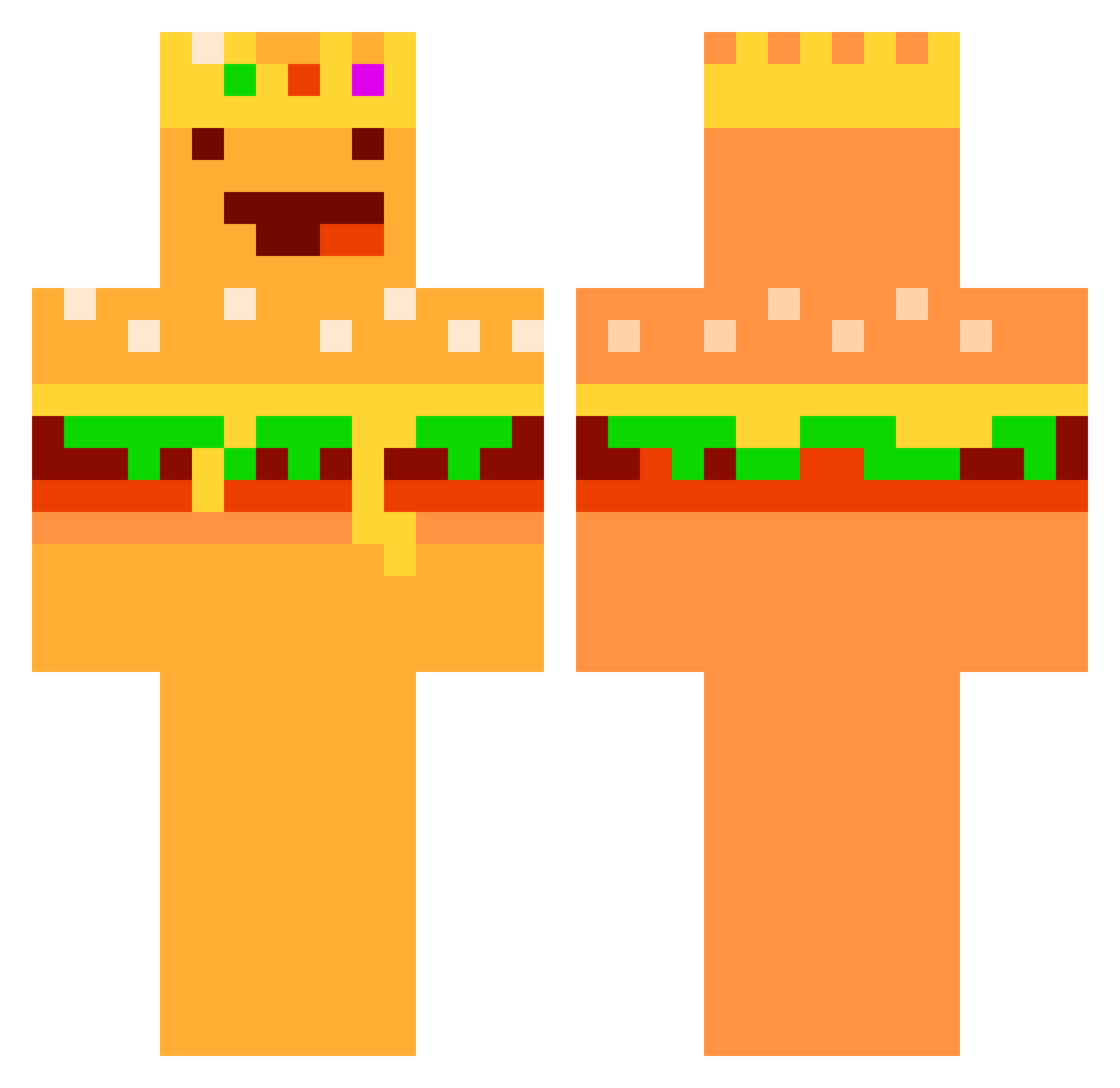 DAHhumbergur Minecraft skin, front and back view
