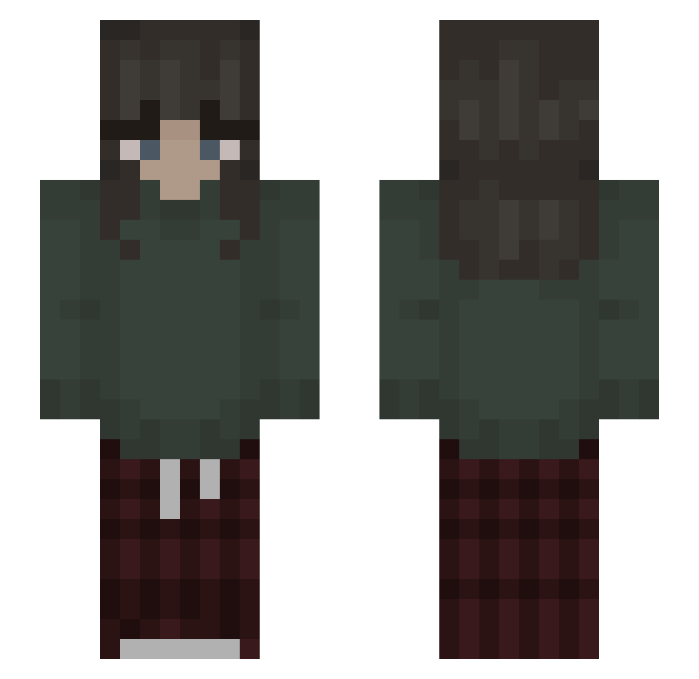 TokiTea Minecraft skin, front and back view