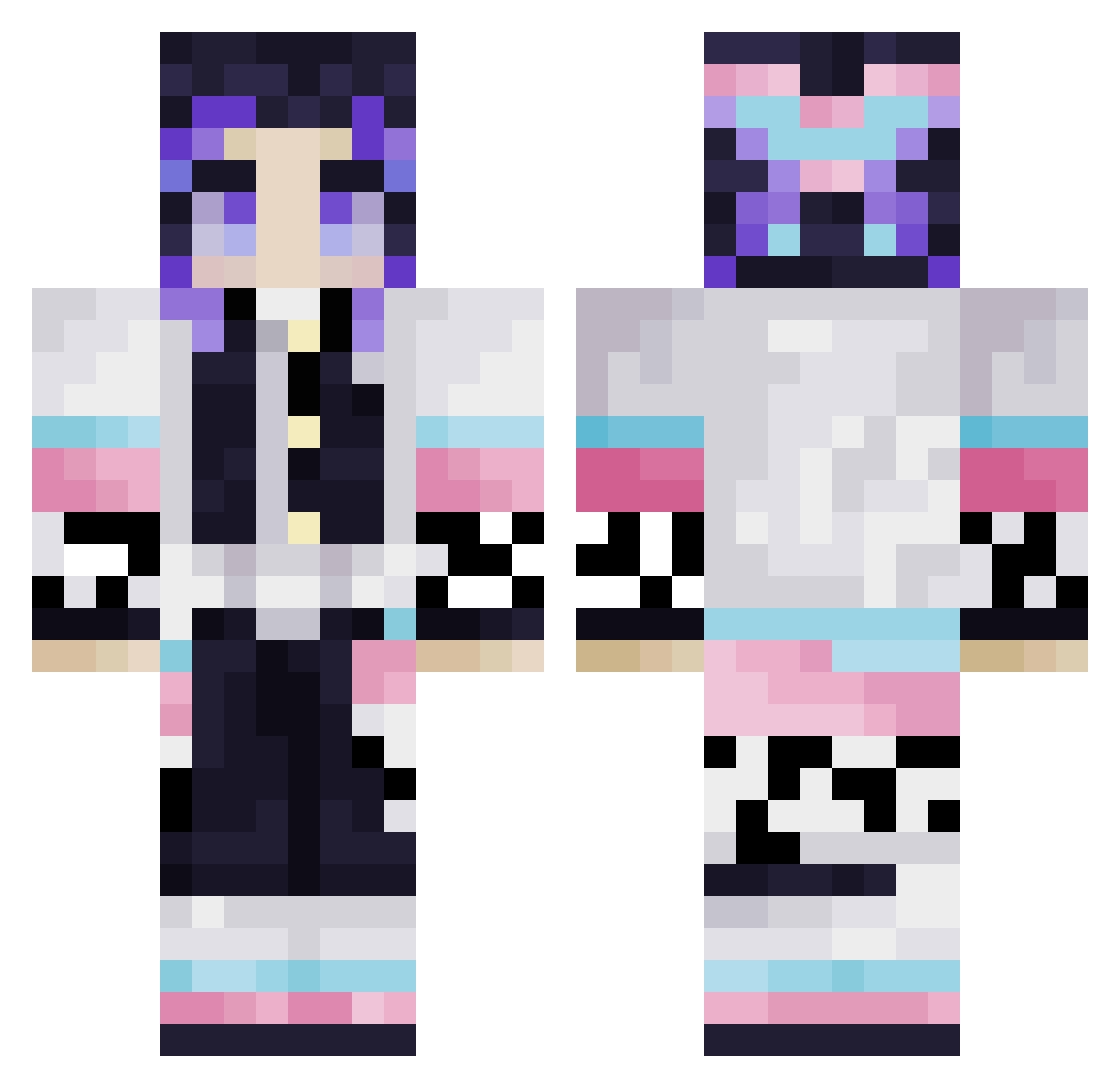 fruitymoment Minecraft skin, front and back view