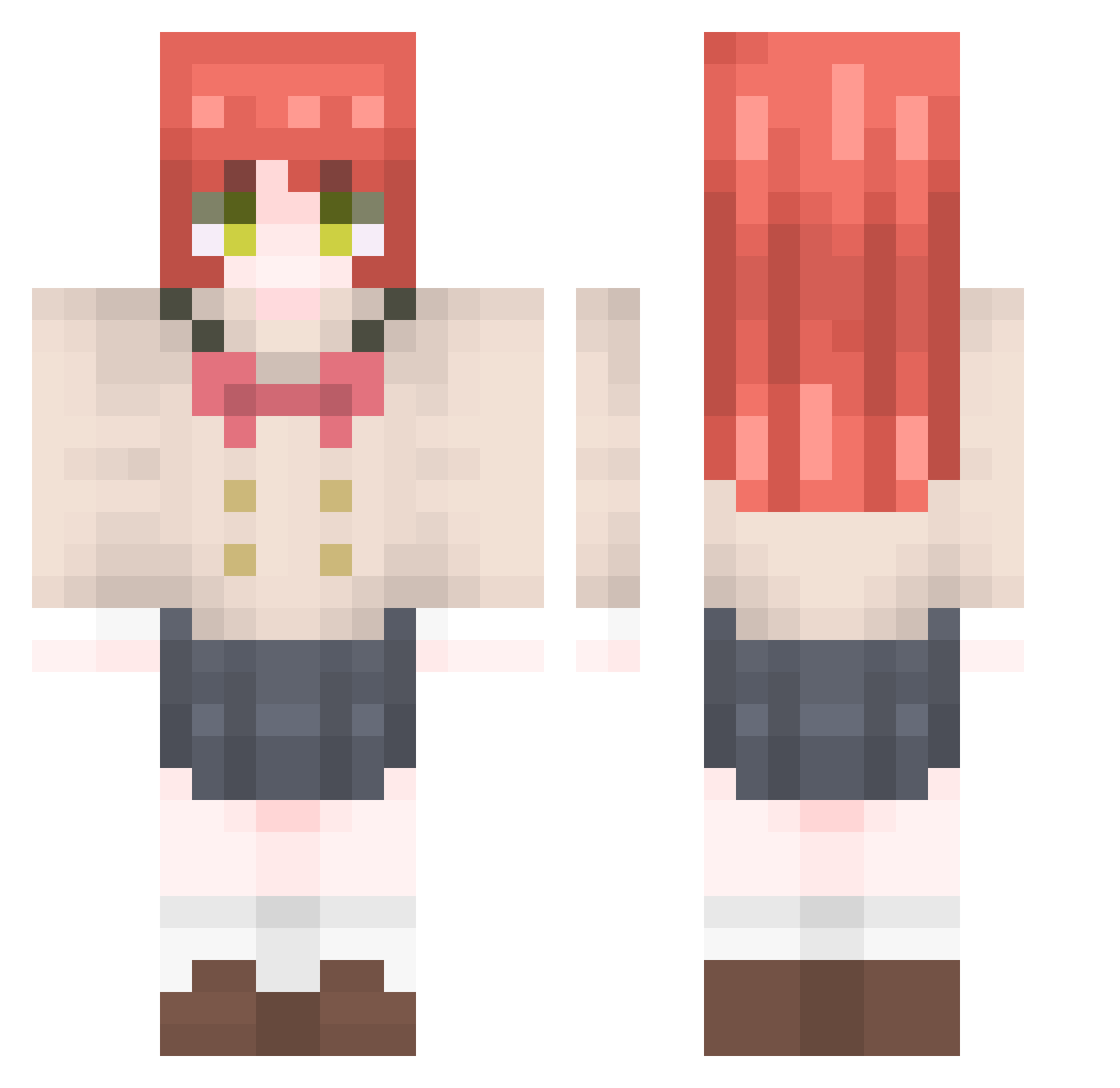 Trivialised Minecraft skin, front and back view