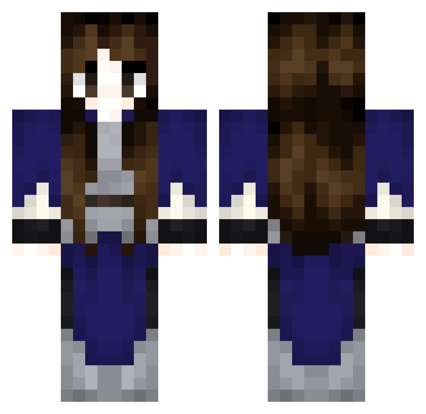 TroodyFox Minecraft skin, front and back view