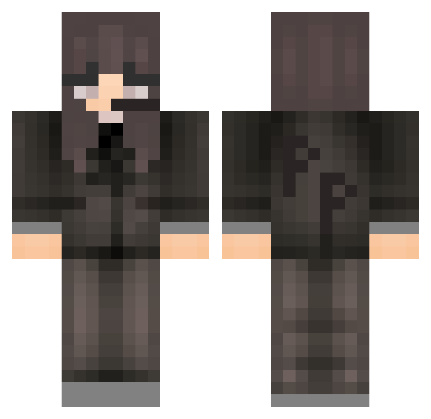 Pyraczana Minecraft skin, front and back view
