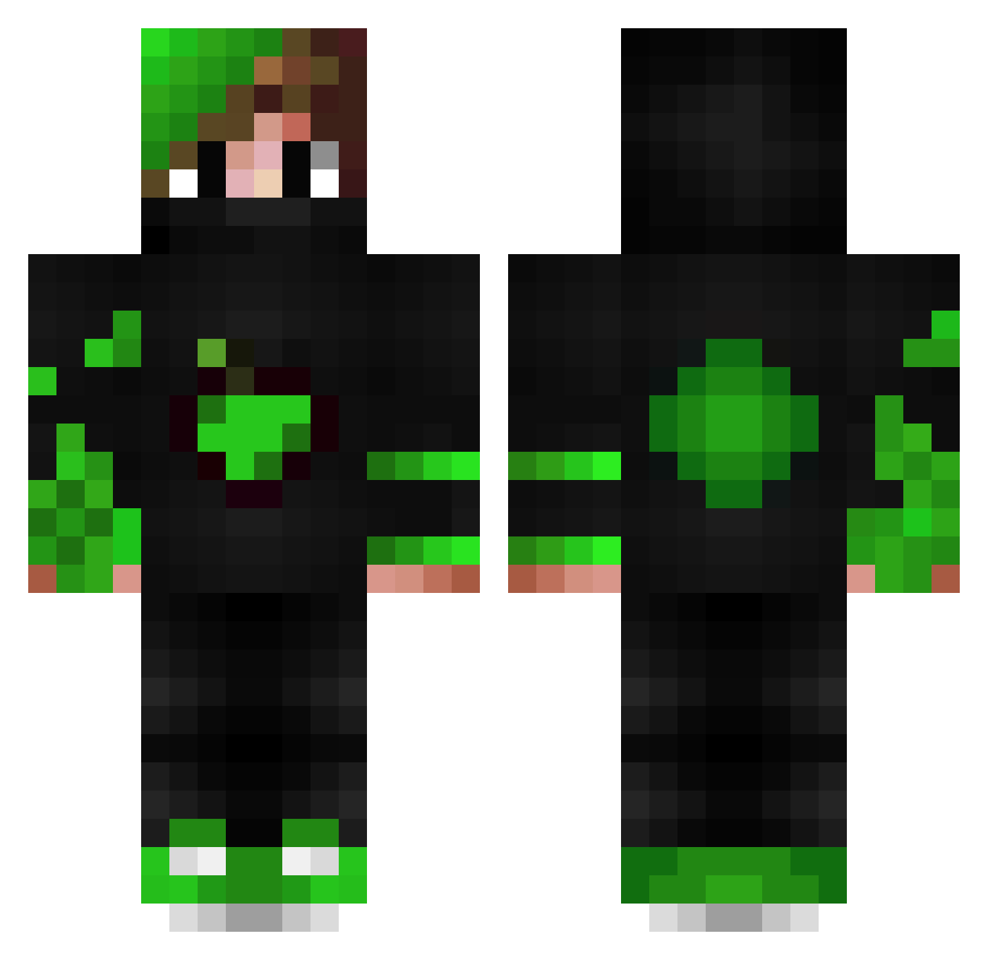 perroquet Minecraft skin, front and back view