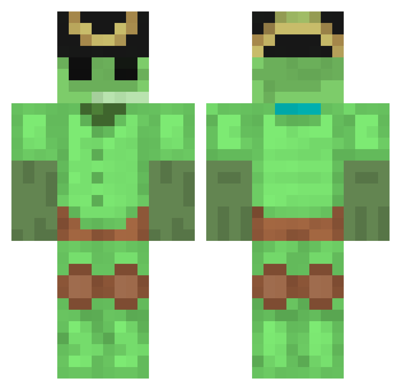 AlienArcadium Minecraft skin, front and back view