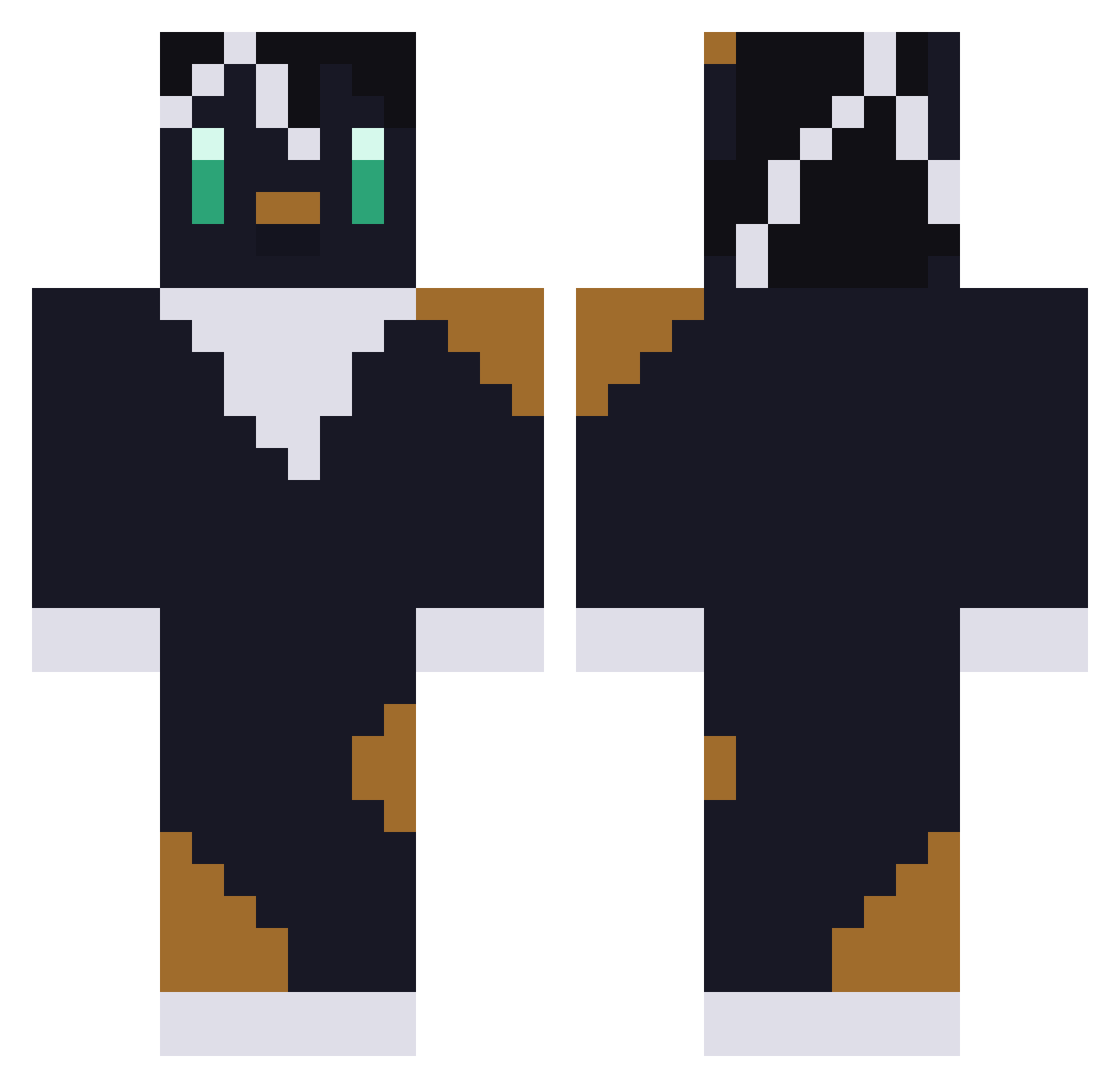 Alphakerky Minecraft skin, front and back view