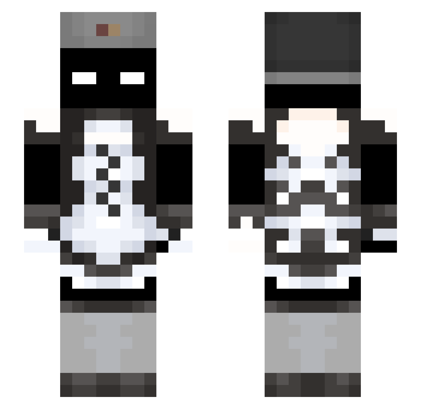SmollPyro Minecraft skin, front and back view