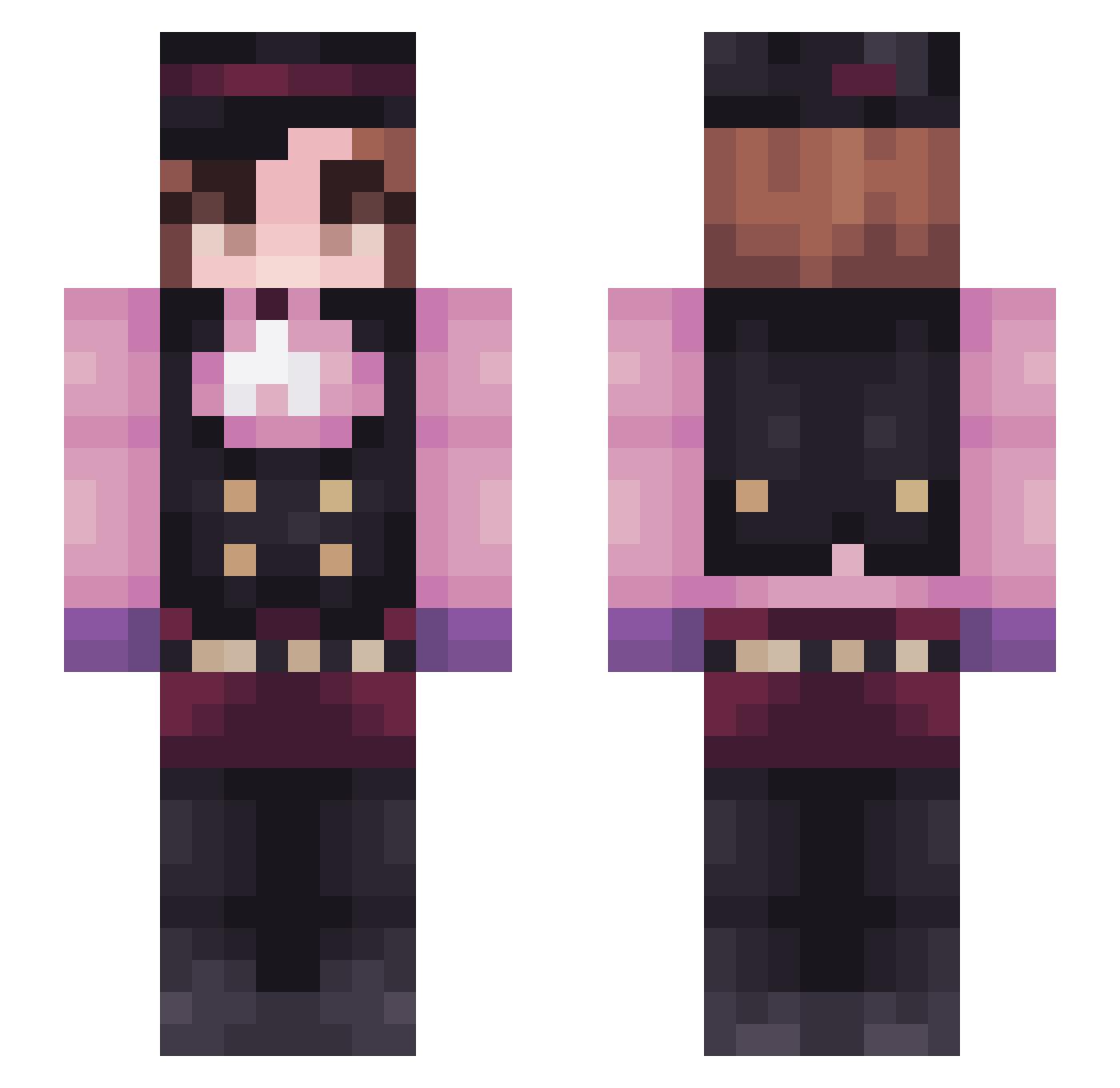 NyaightCat Minecraft skin, front and back view