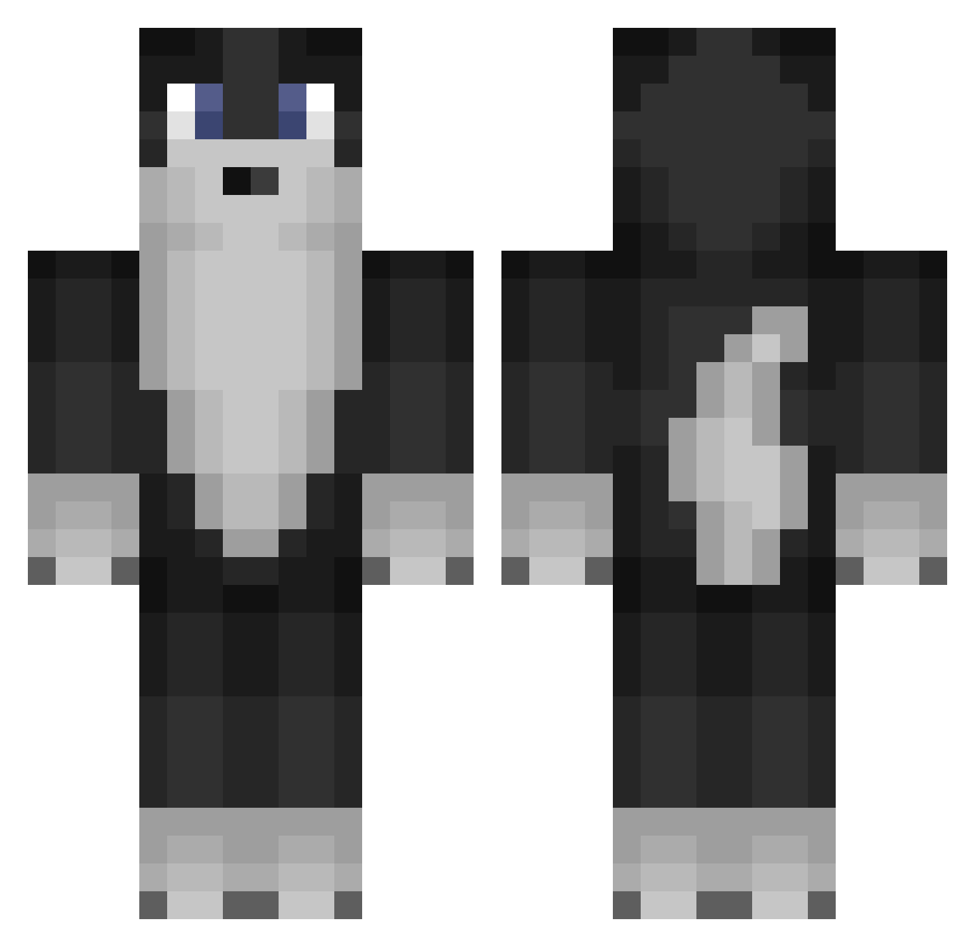 Wolfishly Minecraft skin, front and back view