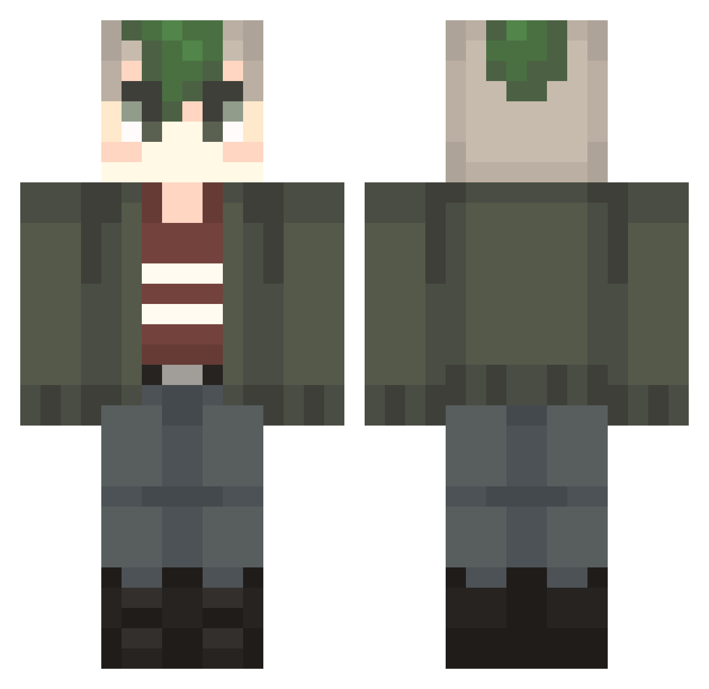 Tylerphobia Minecraft skin, front and back view