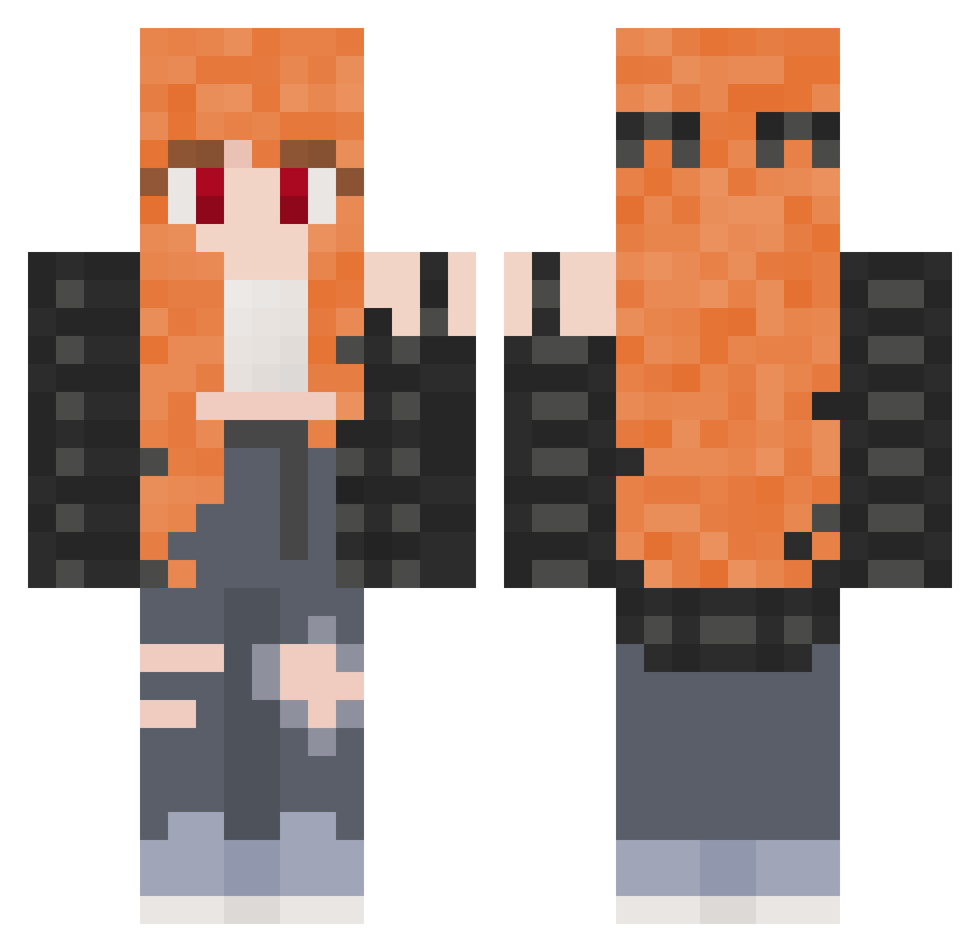 Sjekkie02 Minecraft skin, front and back view