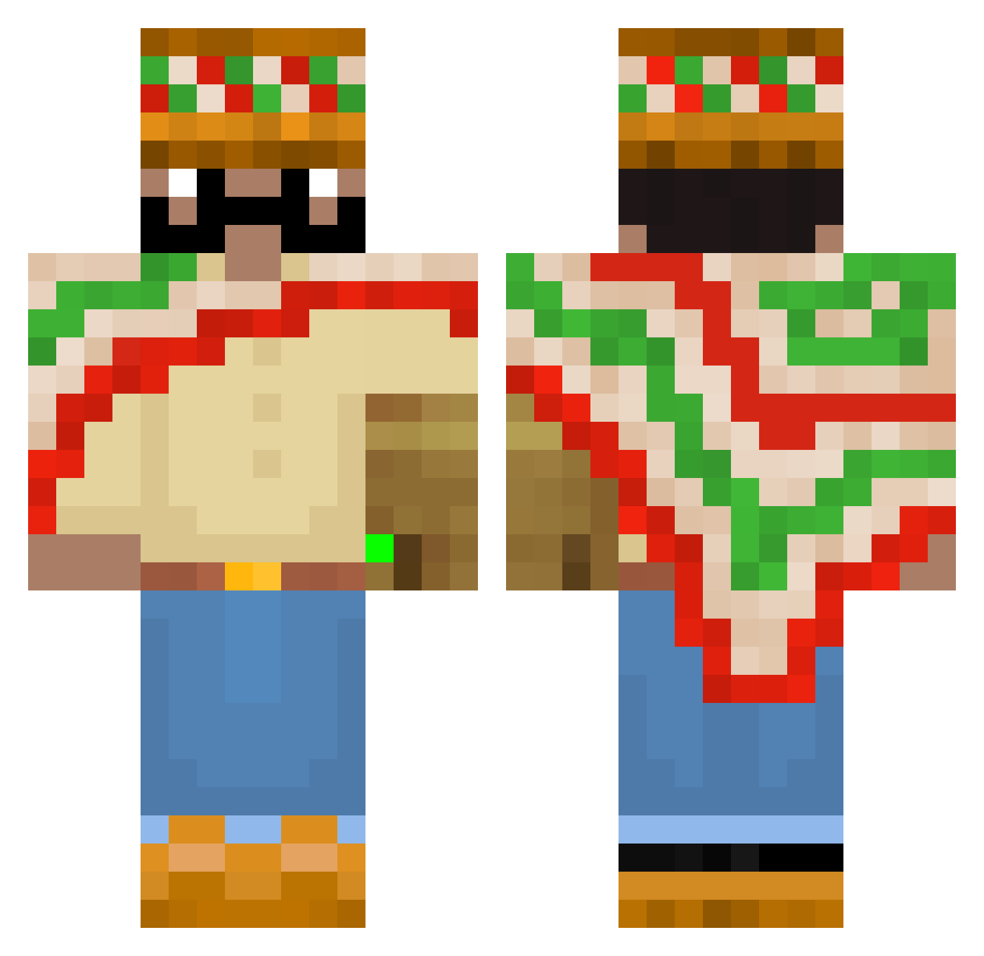Androidsk100 Minecraft skin, front and back view