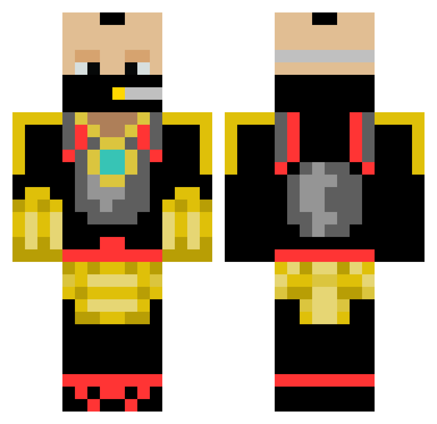 SpinOut Minecraft skin, front and back view
