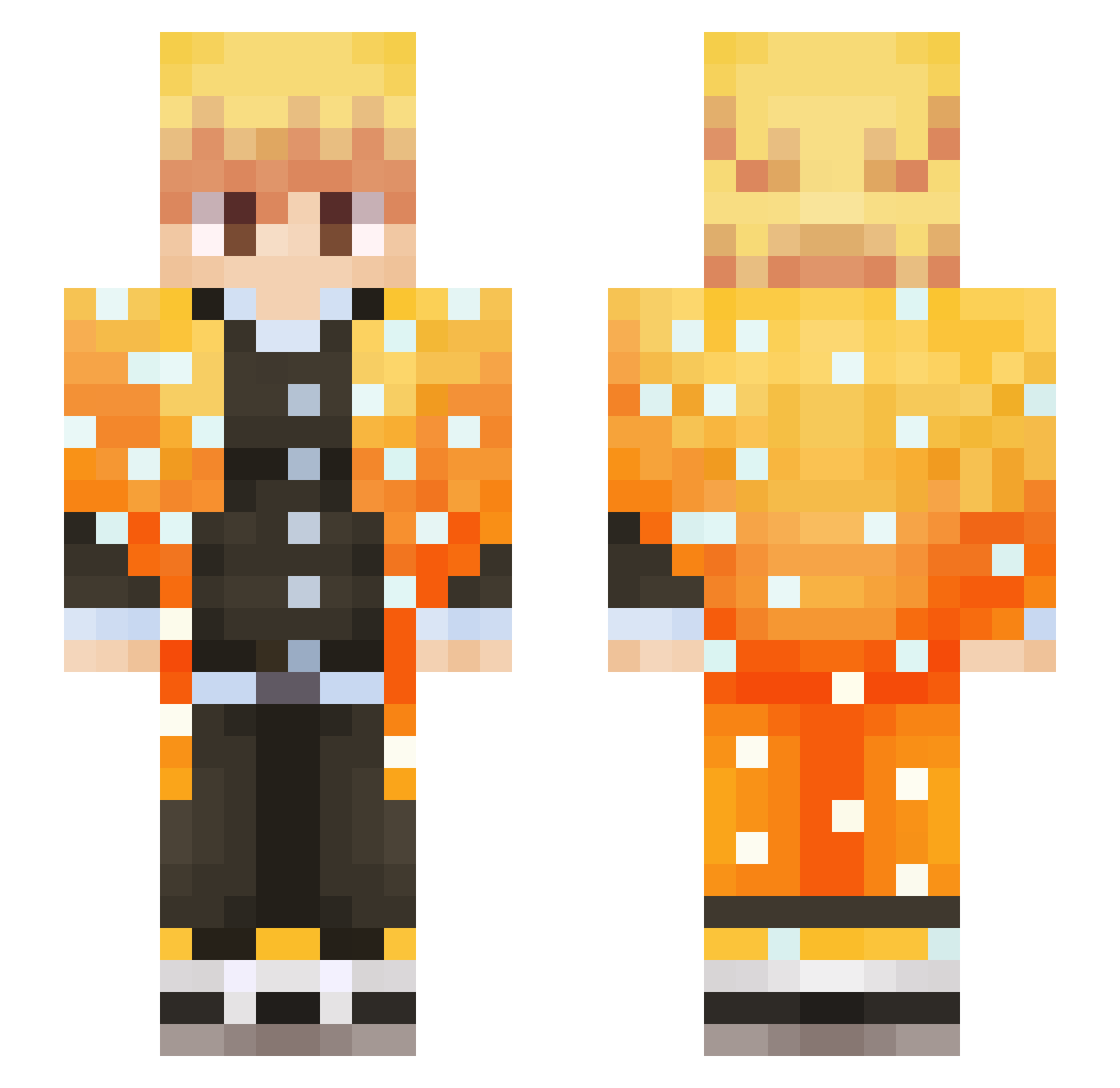 vvuk Minecraft skin, front and back view