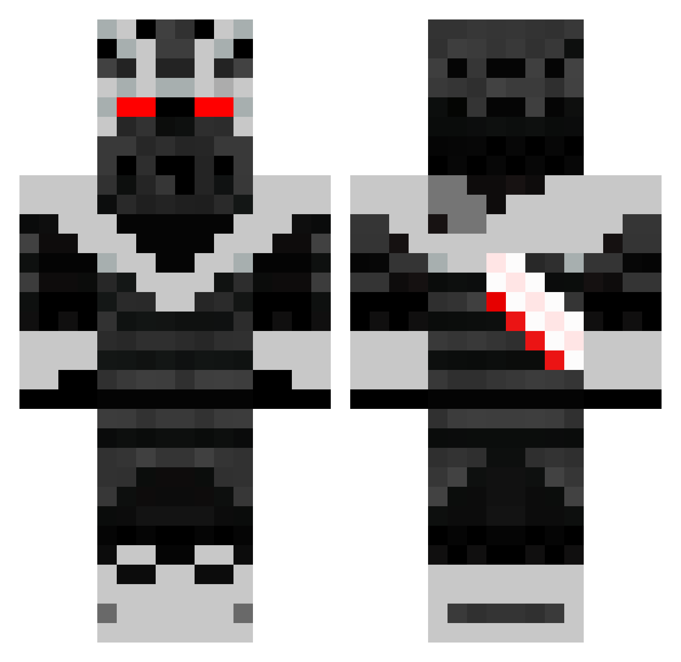 Preoccupied Minecraft skin, front and back view
