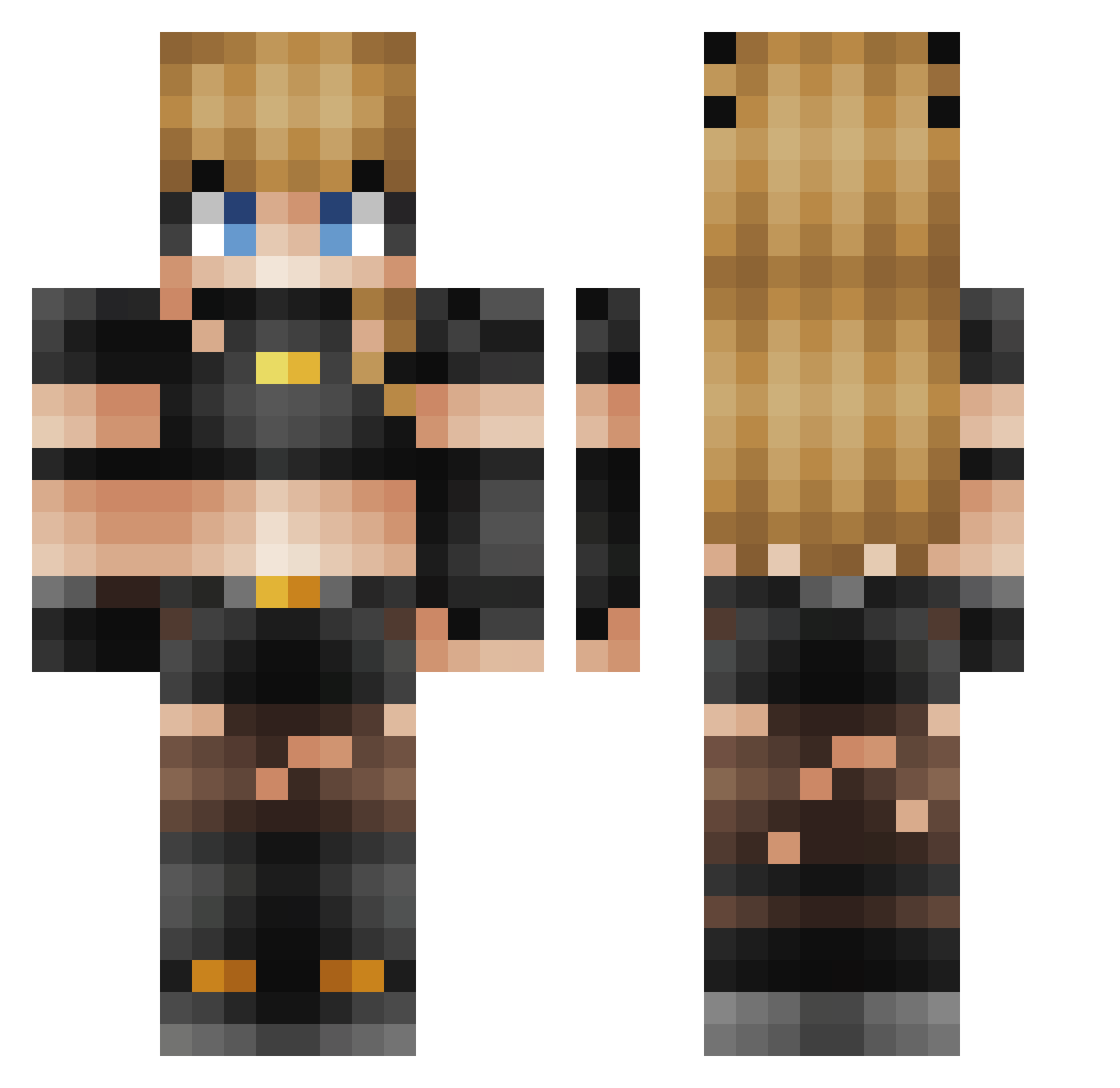UnllimitedJK Minecraft skin, front and back view
