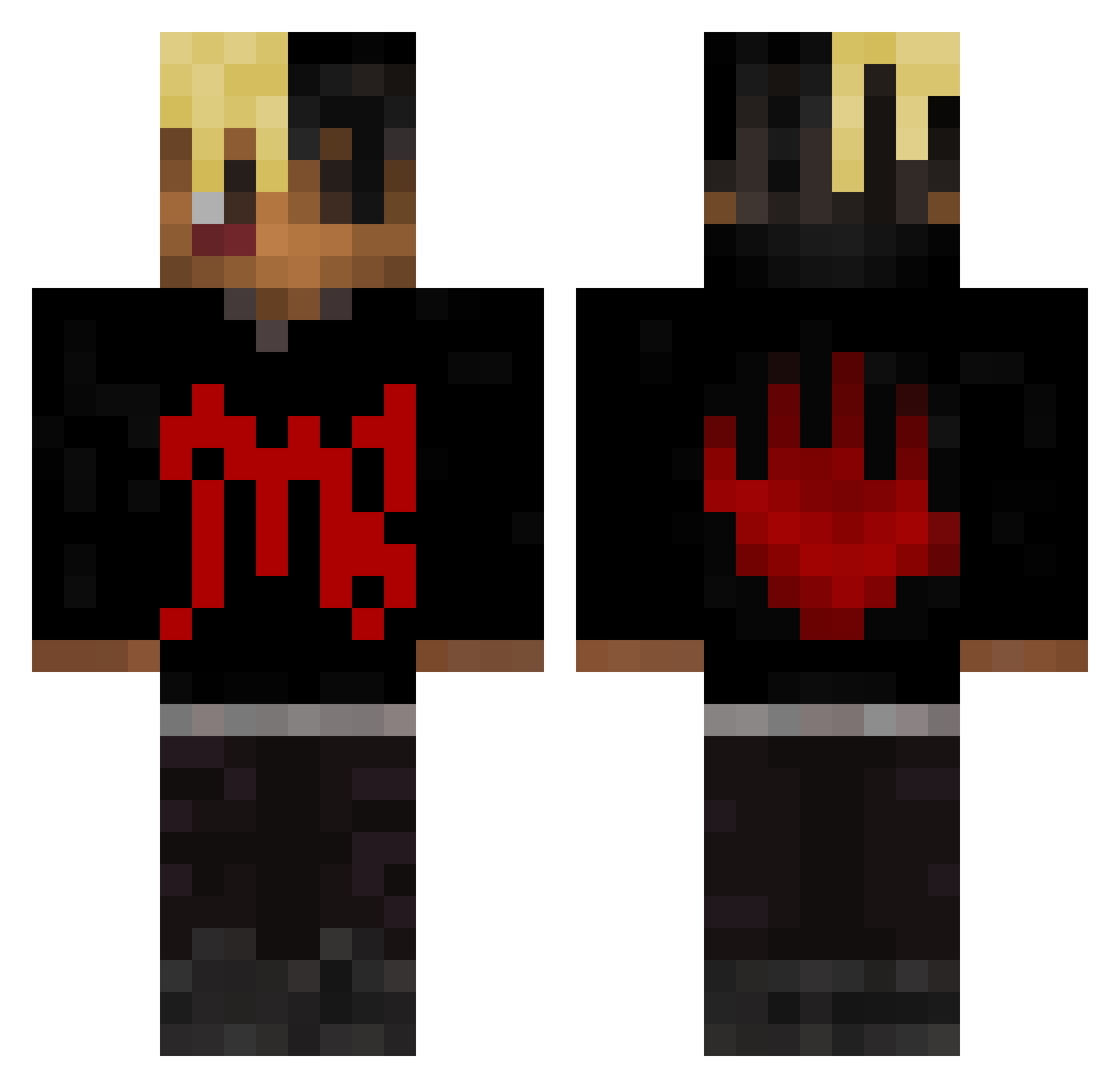 HannnesHD Minecraft skin, front and back view