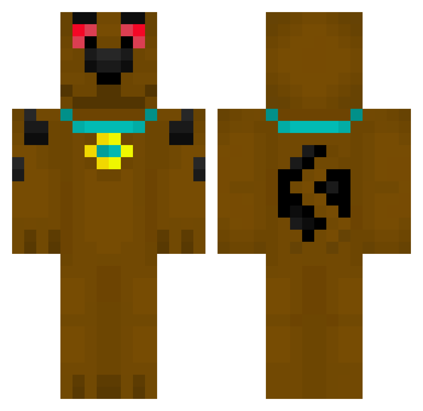 Beanerton Minecraft skin, front and back view
