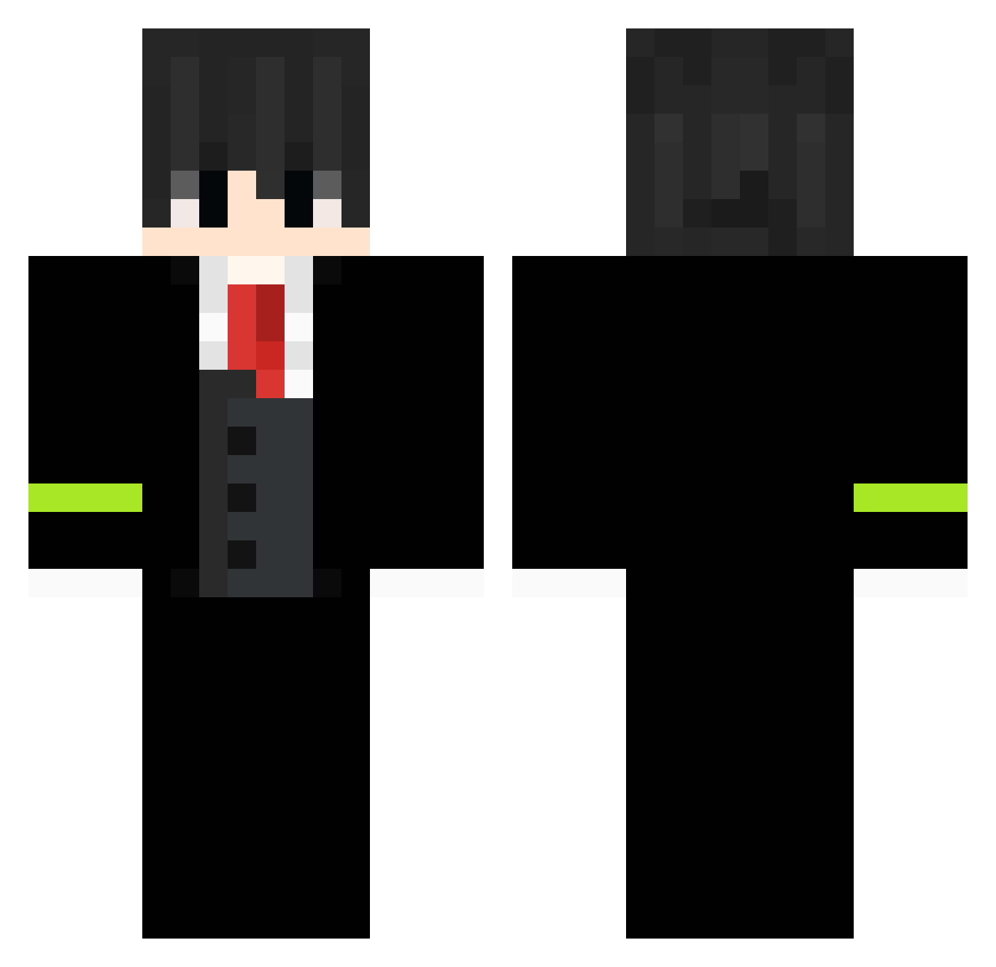 QP1XEL Minecraft skin, front and back view