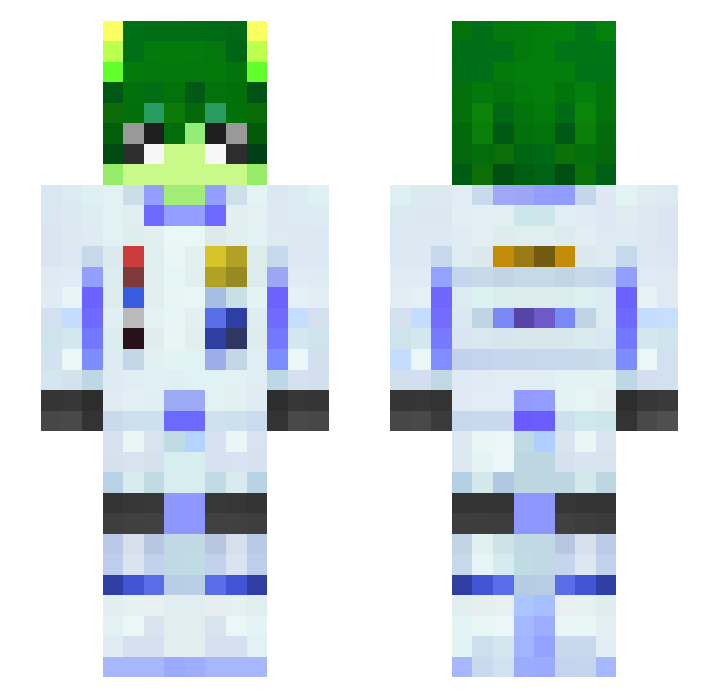 mangobuttr Minecraft skin, front and back view