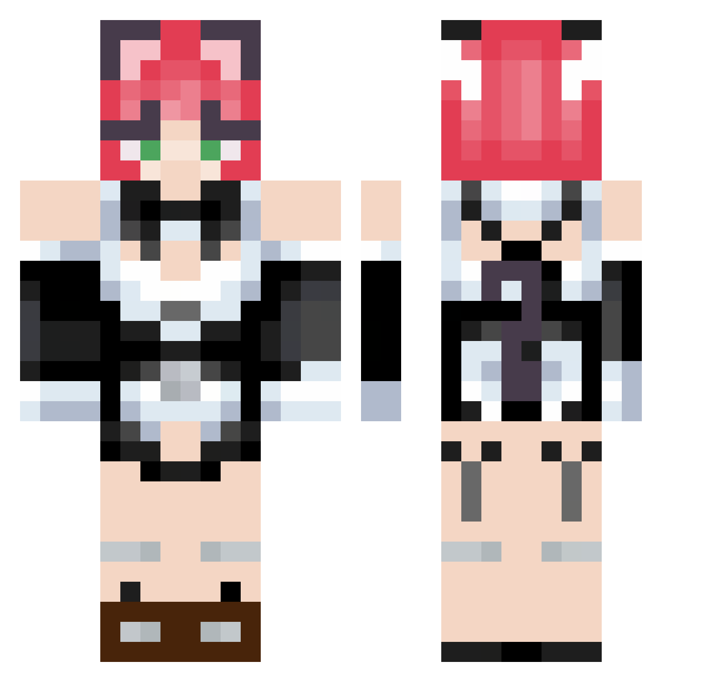Morrni Minecraft skin, front and back view