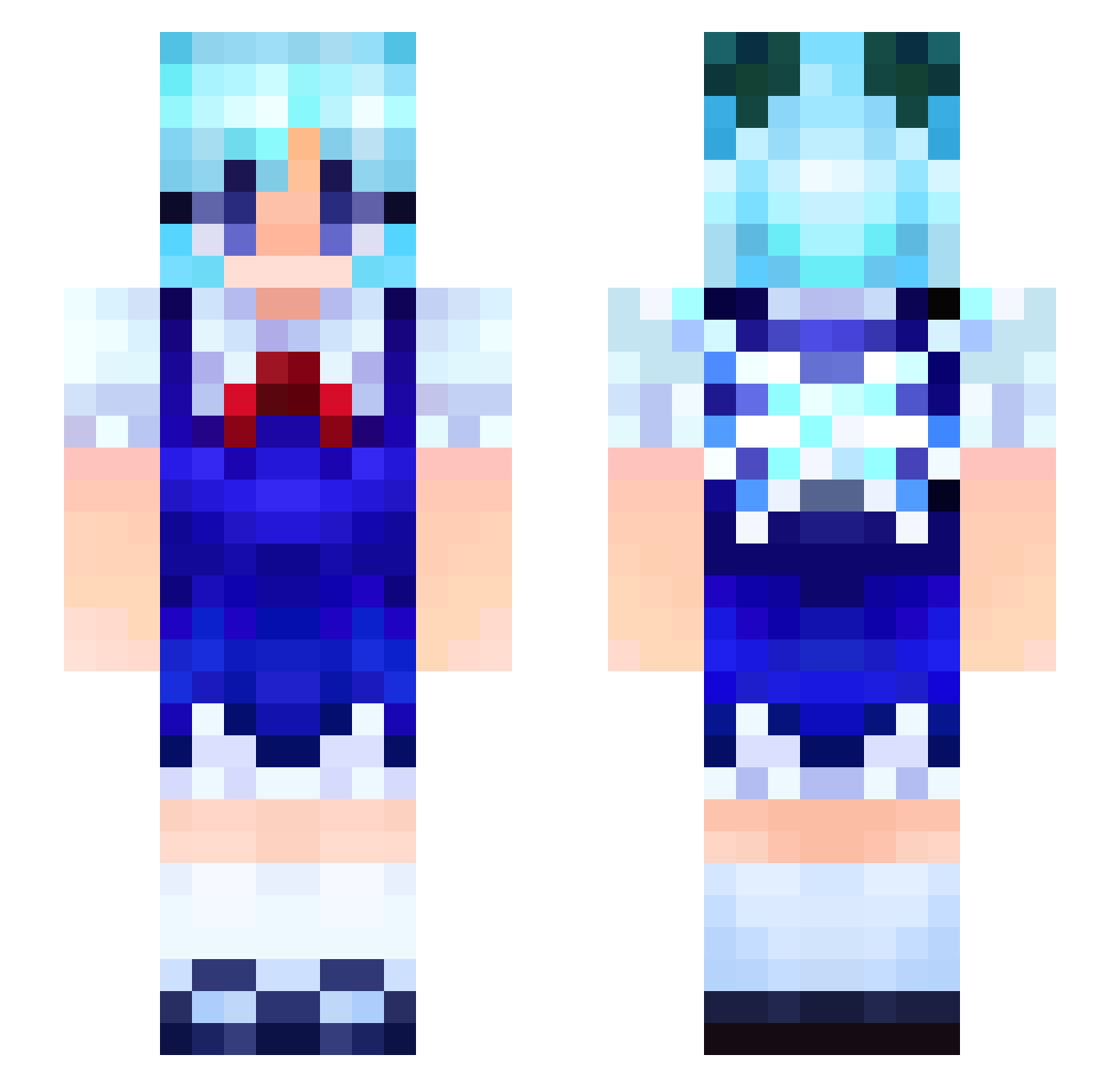 qRBW Minecraft skin, front and back view
