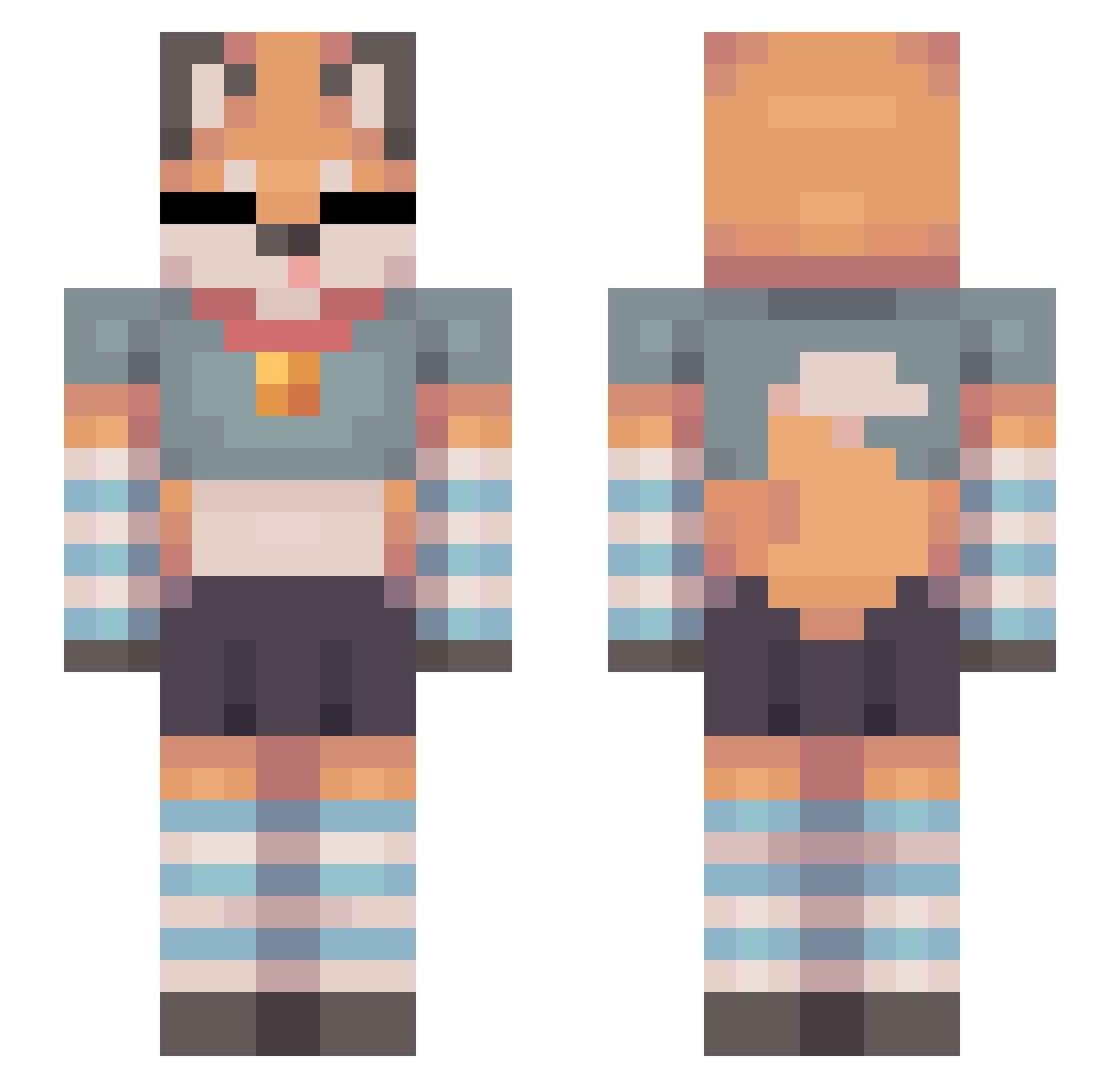 zTsumi Minecraft skin, front and back view